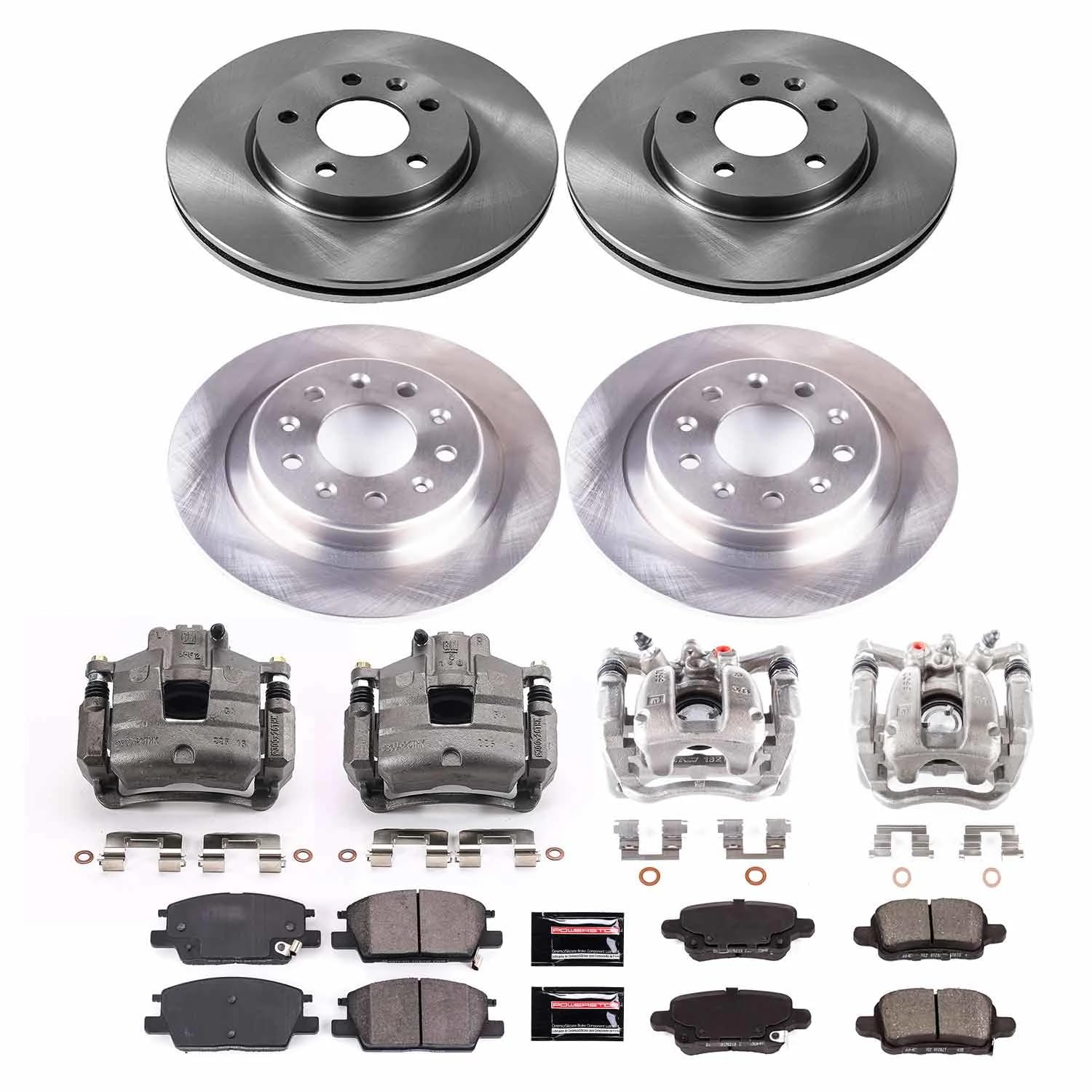 Power Stop Autospecialty KCOE7564 Front and Rear Brake Caliper Kit- Brake Rotors, Brake Pads & Calipers