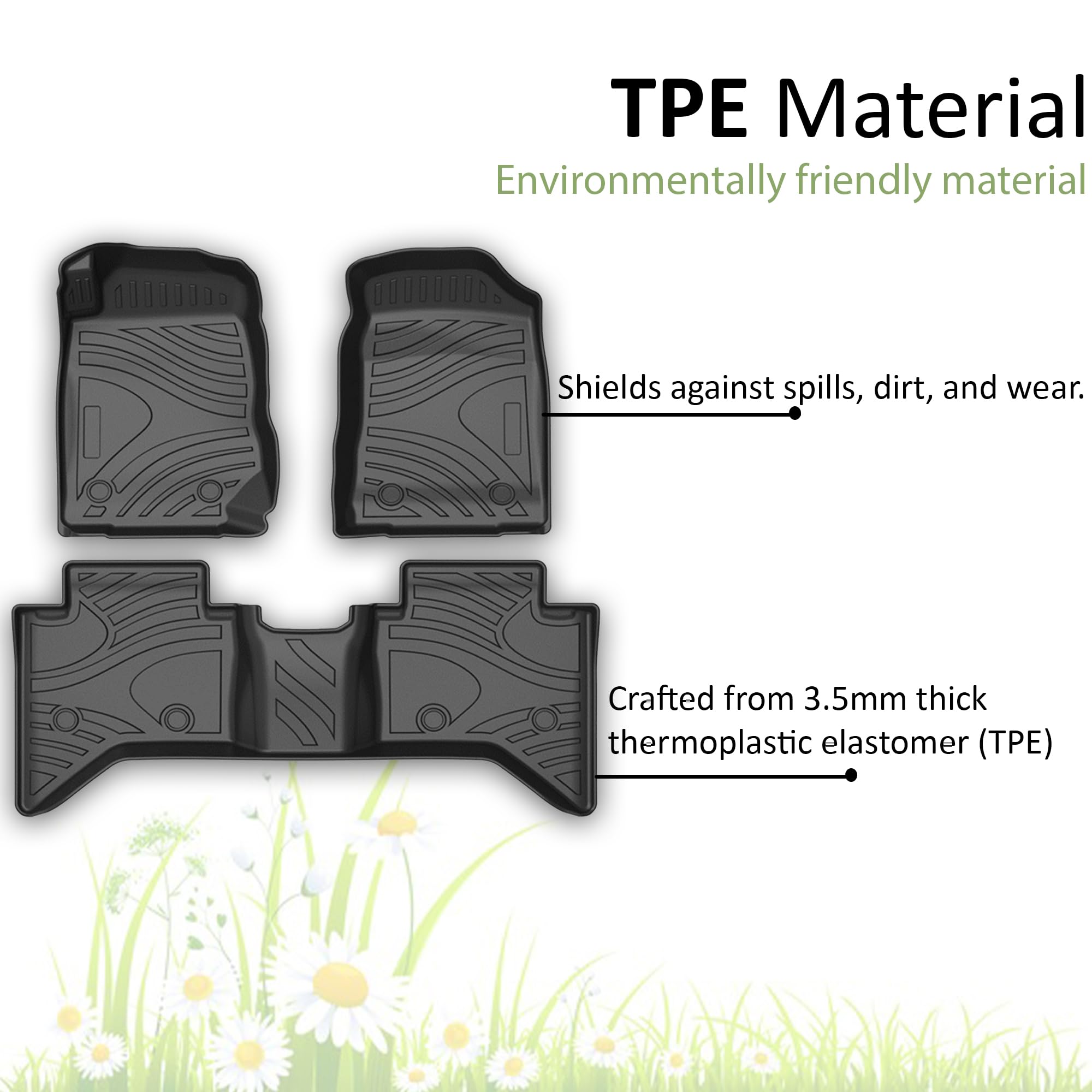 TOTALINER Black Horse Heavy Duty Floor Mat Anti-Skid Black 1.37'' Thickness Compatible with 2015-2019 Chevrolet Colorado Crew Cab-FMCCO15