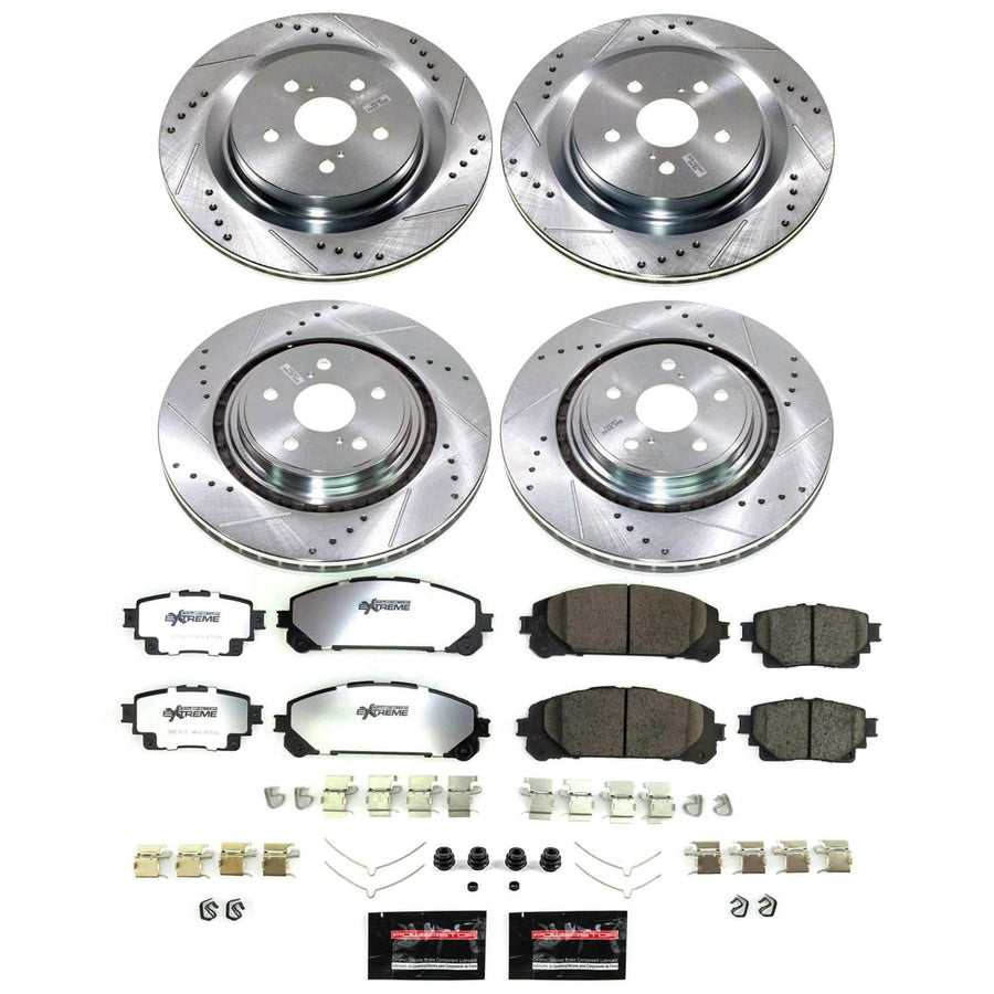 Power Stop K8817-36 Z36 Truck & Tow Front and Rear Carbon-Fiber Ceramic Brake Pads with Drilled and Slotted Rotors Brake Kit For Toyota Highlander 2020-2022 [Application Specific]