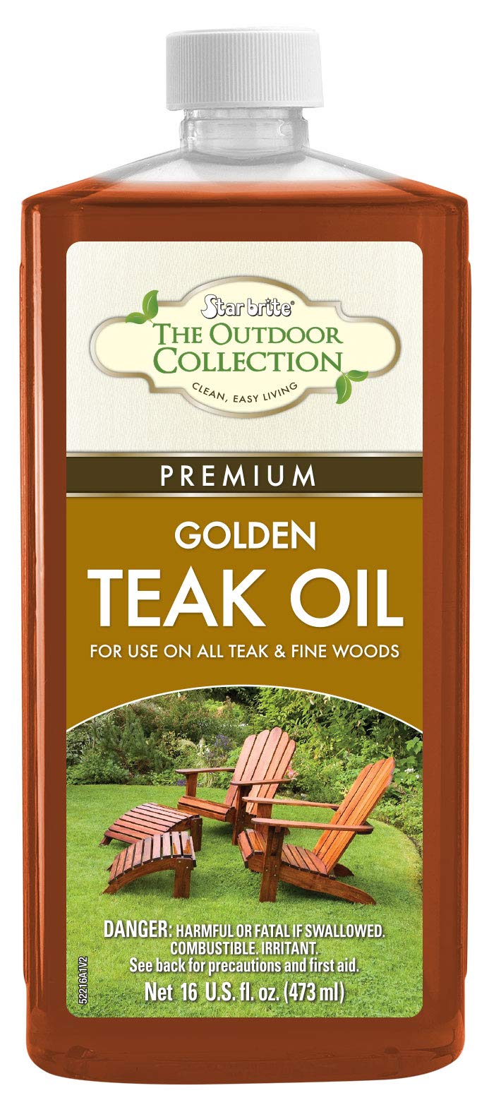 Premium Golden Teak Oil STAR BRITE Outdoor Collection - for Use On All Teak & Fine Woods - Ultimate Protection from Sun & Harsh Weather - 16 OZ (052216)
