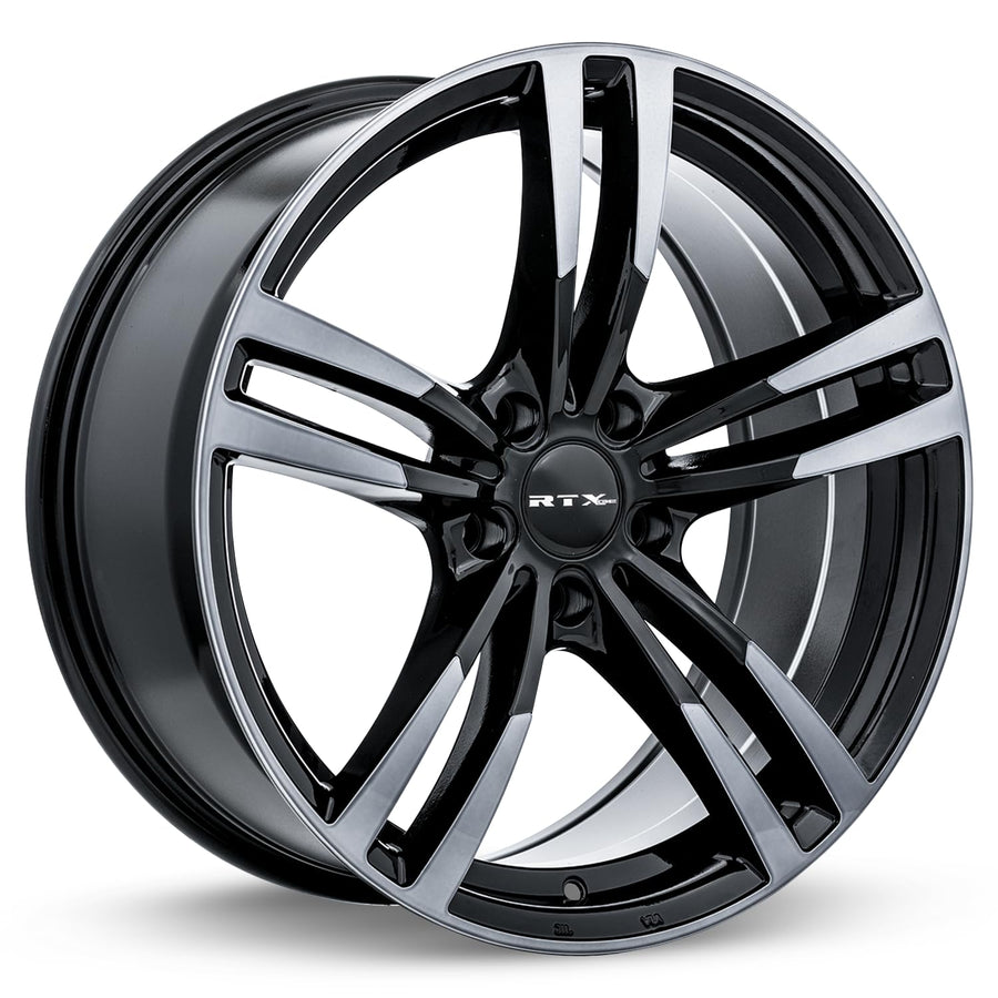 Custom RTX Wheel - 19x8.5, 35 Offset, 5x120.65 Bolt Pattern, 72.6mm Hub - Black with Machined Gray Face Rim