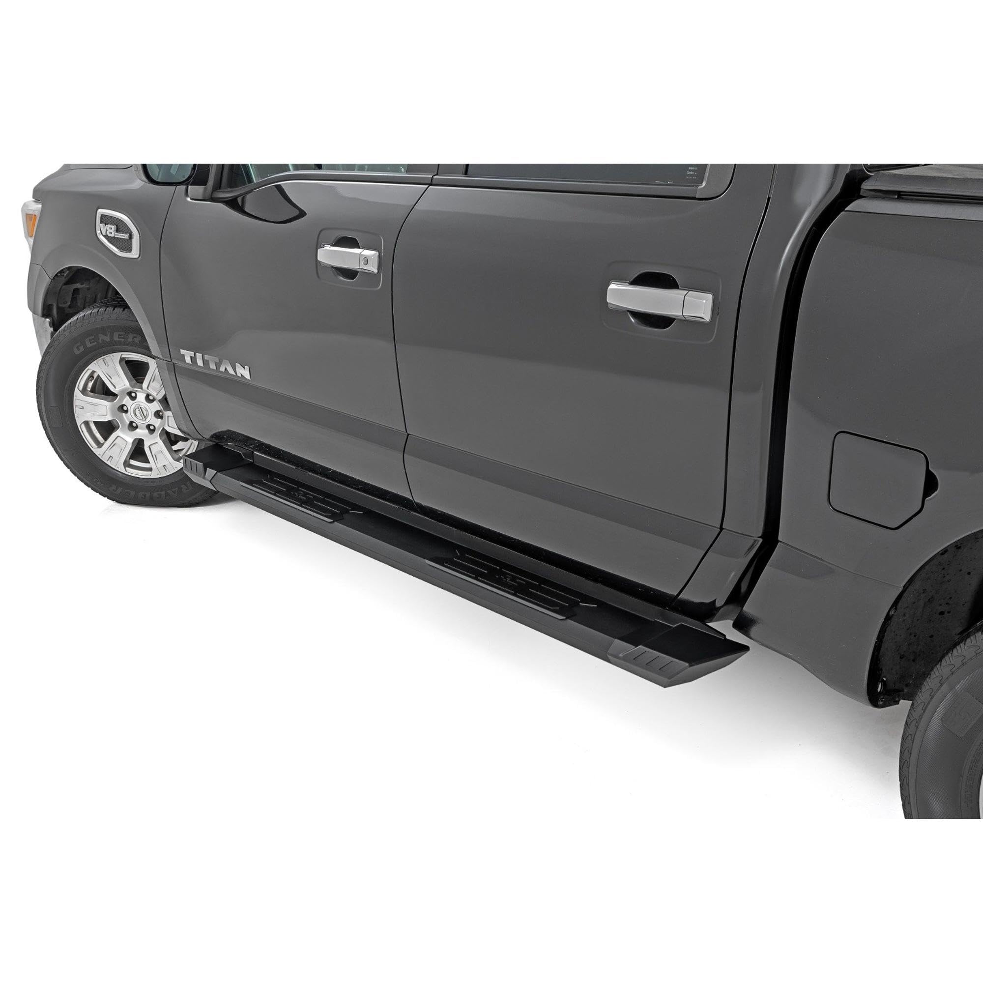 Rough Country HD2 Running Boards for Nissan Titan (2004-2024) Crew Cab - Non-Slip Step, 5" Wide Easy Bolt-on Install
