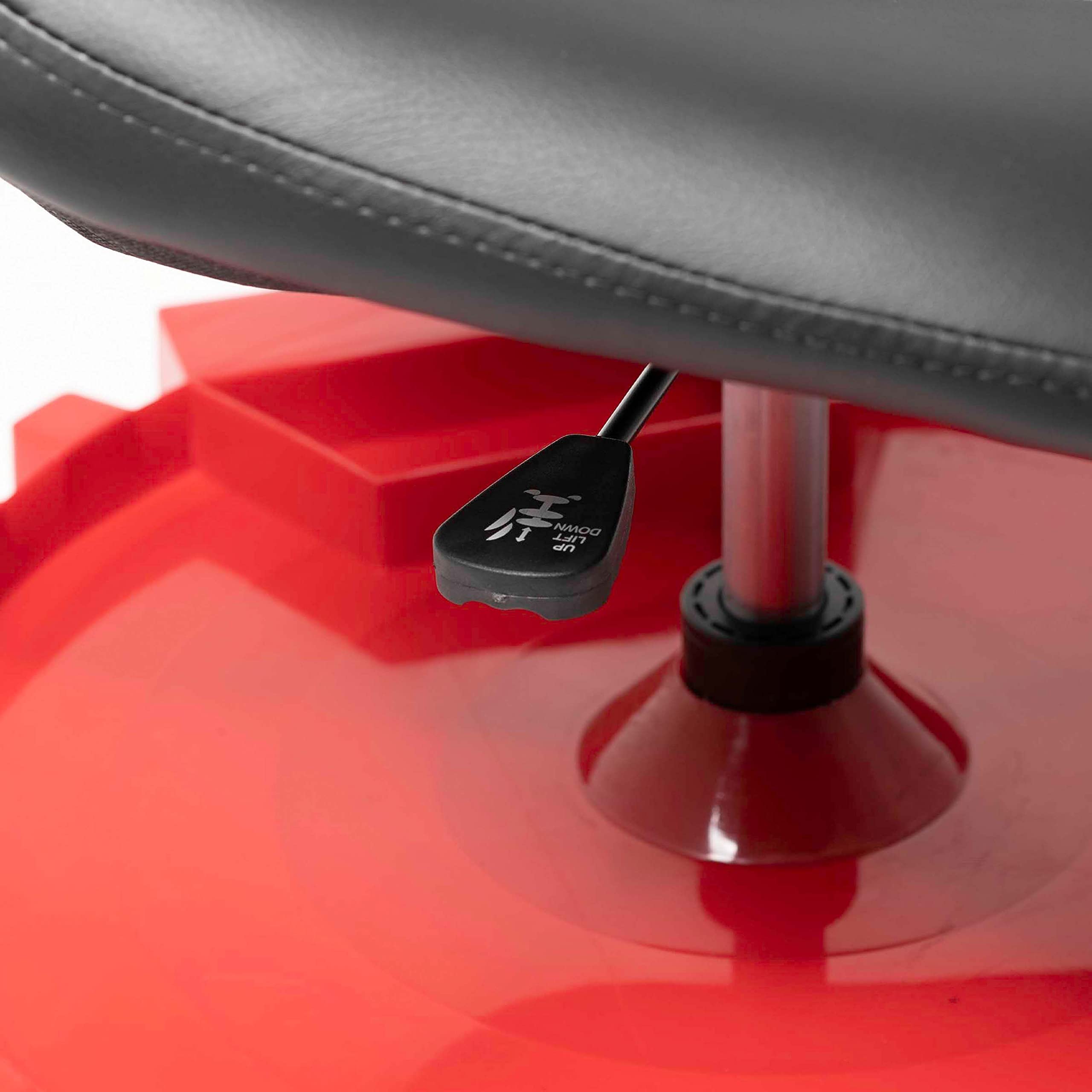 Monster Traxion 2-230 Rolling Padded Mechanic Stool Seat Garage Shop Roller Work Chair with Wheels and Tool Tray, Heavy-Duty 400-lb Capacity, All-Terrain 5" Casters, Black Red
