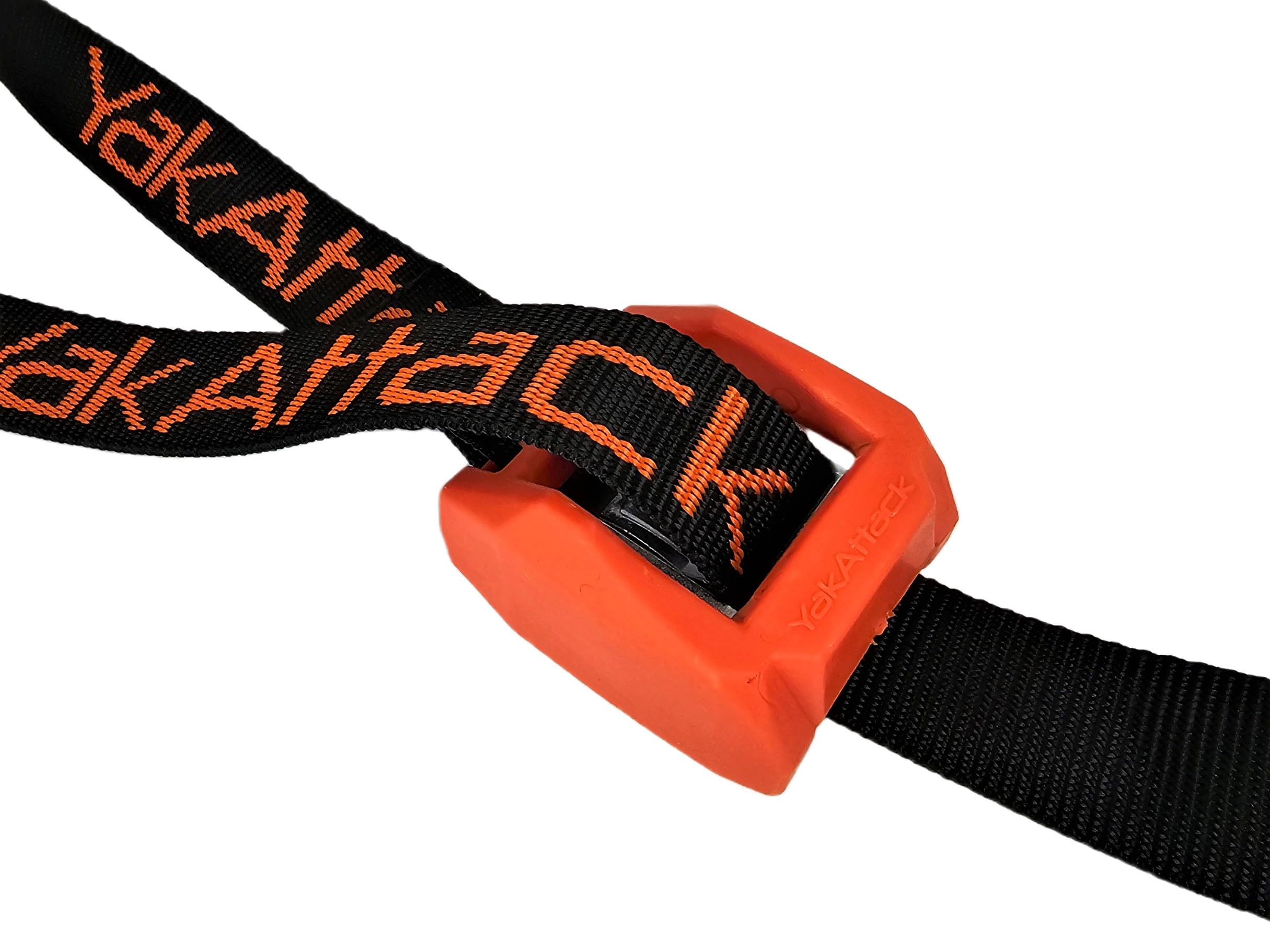 Cam Strap YakAttack – 3' x 1" Heavy Duty Tie Down | Rubber Buckle Cover | Black/Orange - 1 Pack | Kayak Fishing Accessory | Made in USA