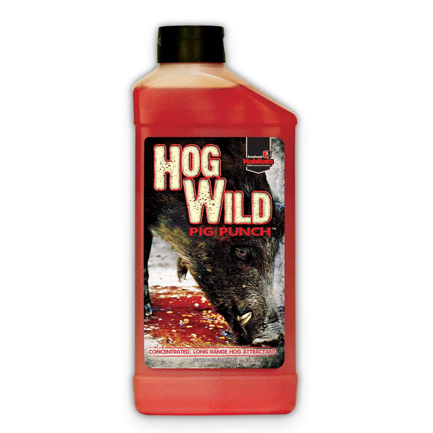 HOG WILD PIG PUNCH EVOLVED HABITATS Liquid Concentrated Habit-Forming Long-Range Hog Attractant with Irresistible Fruit Punch Taste - 40 Oz