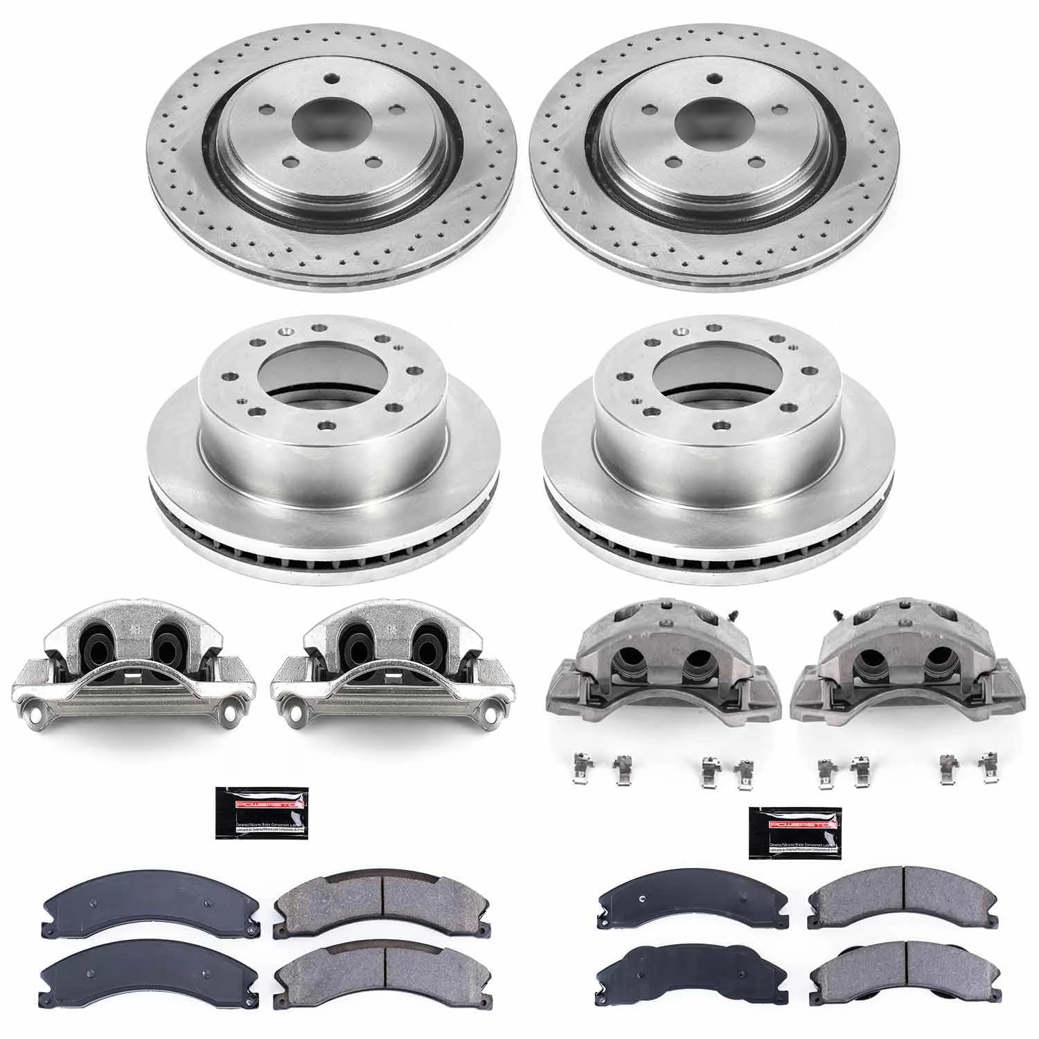 Power Stop Autospecialty KCOE6259 Front & Rear Caliper Brake Kit- Brake Rotors, Ceramic Brake Pads and Brake Calipers