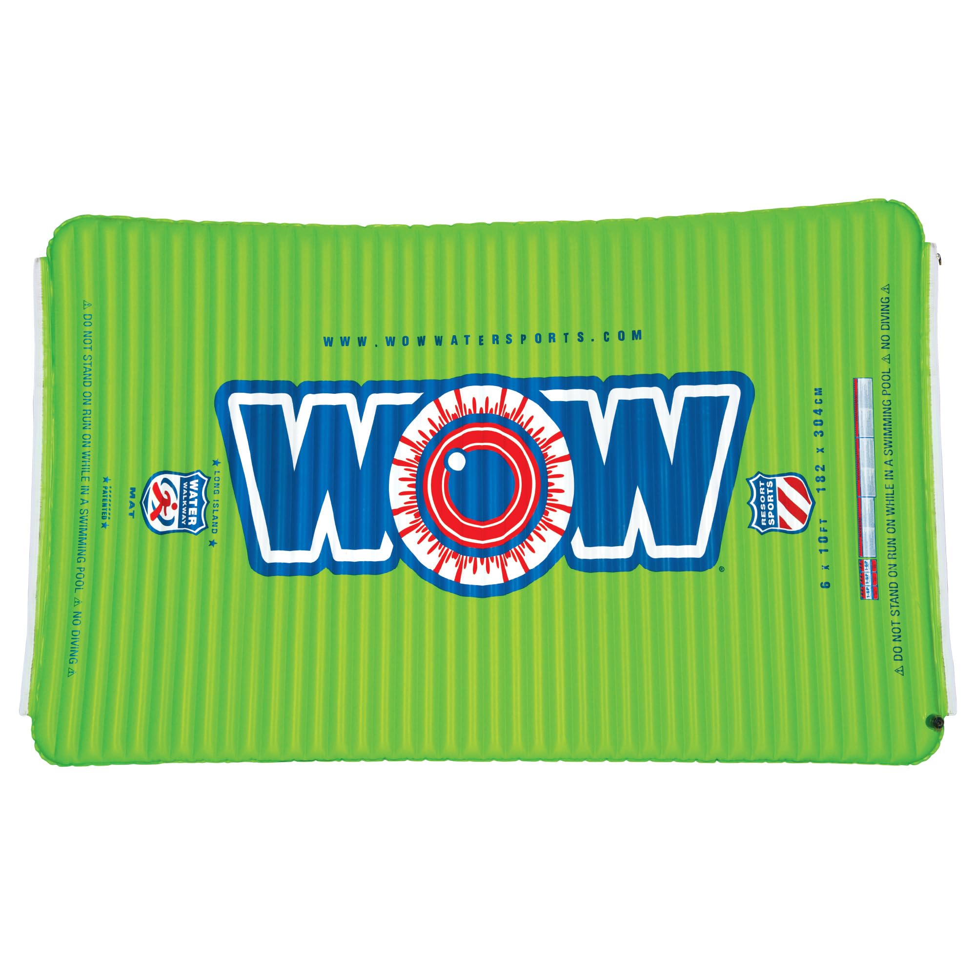 WOW Sports - Water Mat Inflatable Green - Pool Float Water Walkway - Fun Lake Accessory For Kids & Adults - 10 ft x 6 ft - Attach to Boats