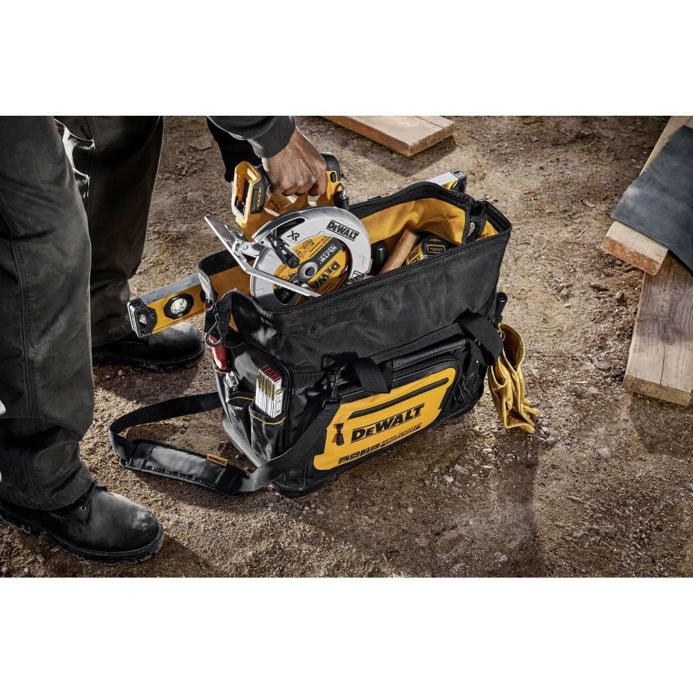 Tool Bag DEWALT, Water Resistant, Hard Bottom, 20-inch, Professional Tool Tote with Organization (DWST560104)