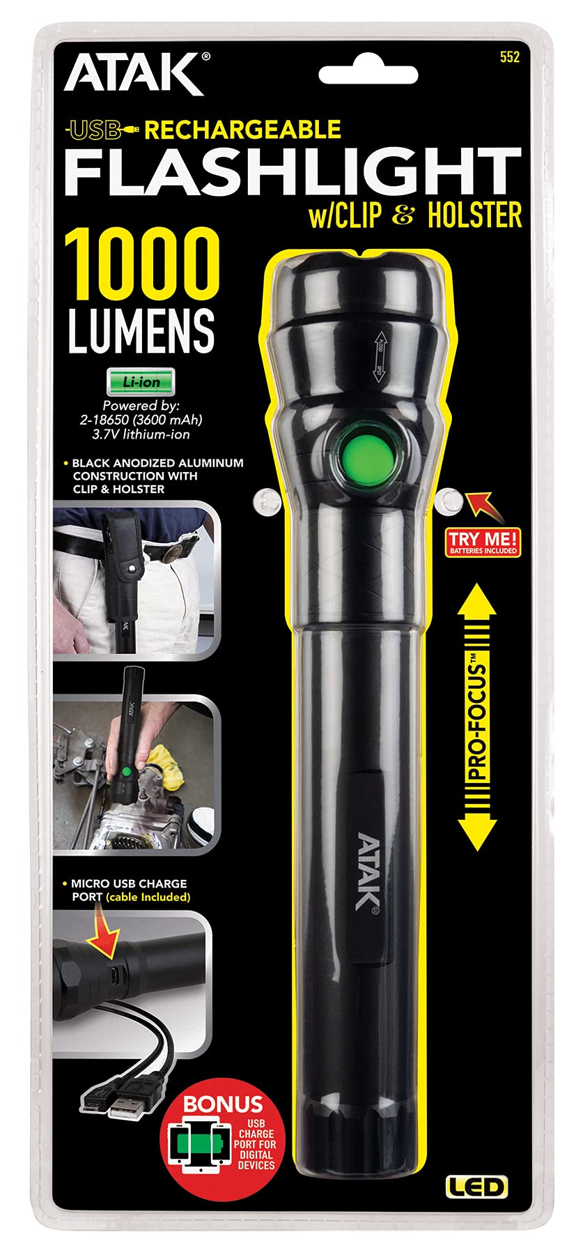 1000 lumens Performance Tool Rechargeable Flighlight