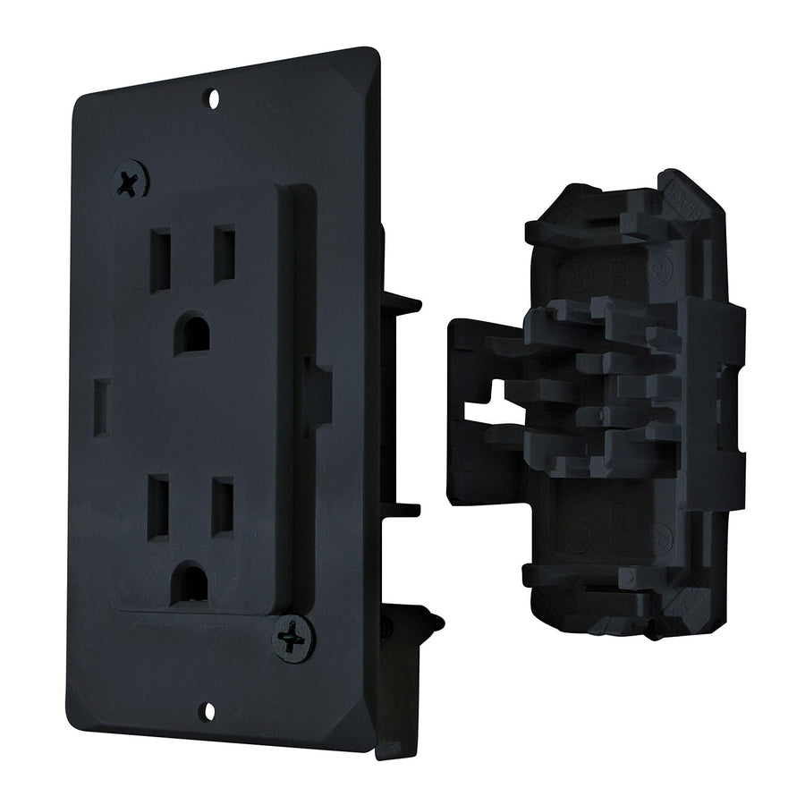 Black Decor Receptacle with Cover - 15A 125V