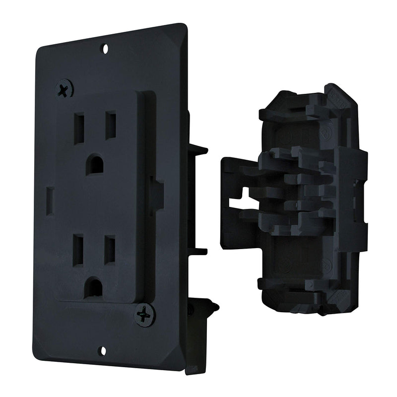 Black Decor Receptacle with Cover - 15A 125V
