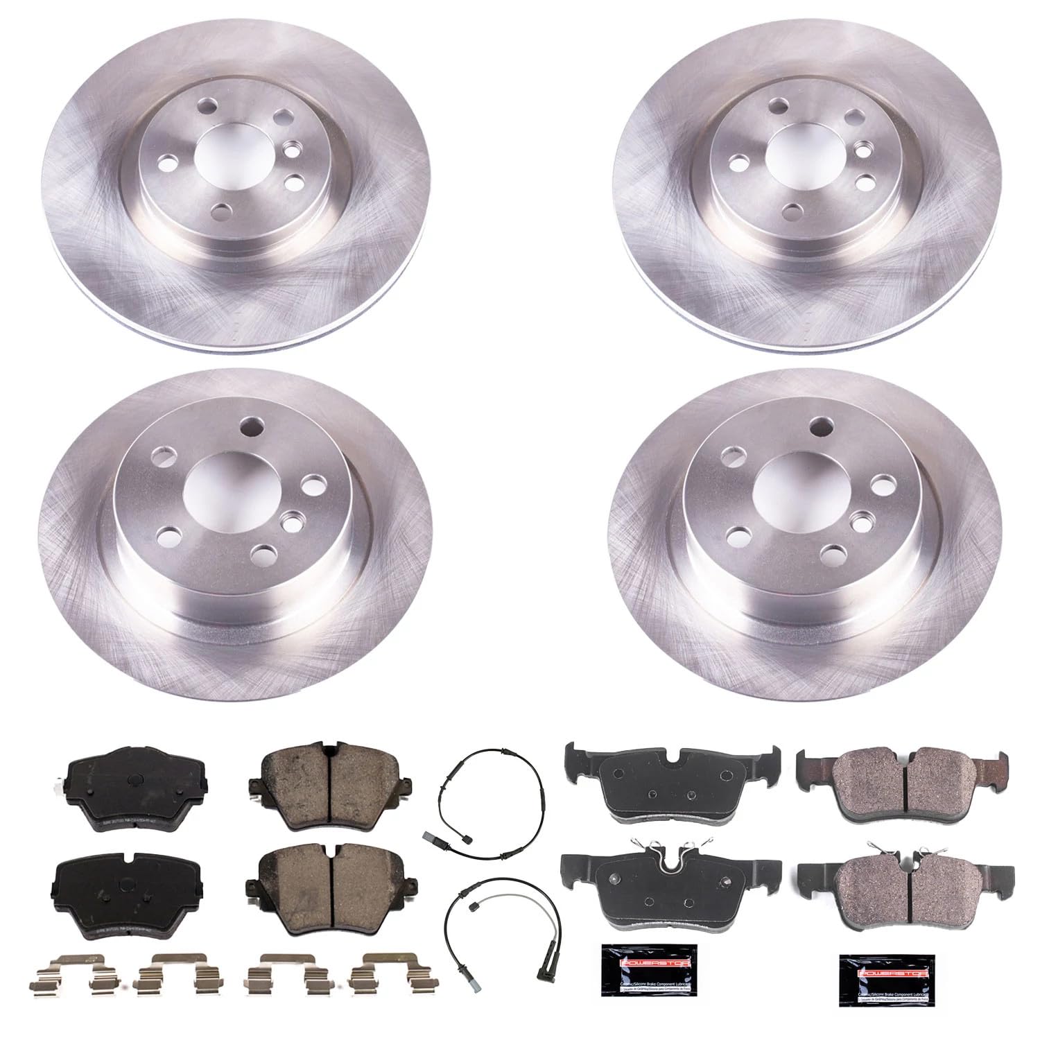 Power Stop KOE8356 Replacement Brake Kit-OE Front and Rear Brake Rotors & Ceramic Pads For Mini Cooper Countryman 2017-2020 [Model Specific]