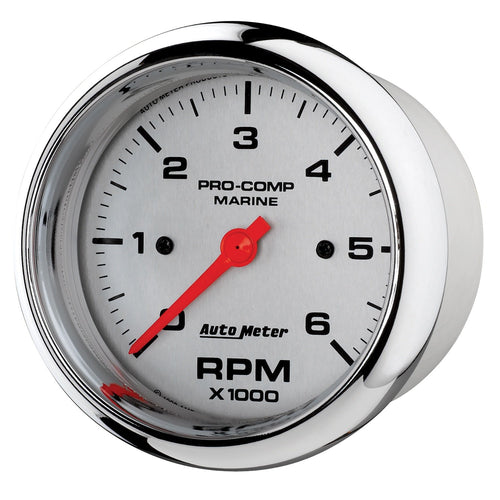 Gauge AutoMeter 200752-35 Tachometer (Marine Chrome Ultra-Lite 3 3/8", 6K RPM, Marine Chrome)