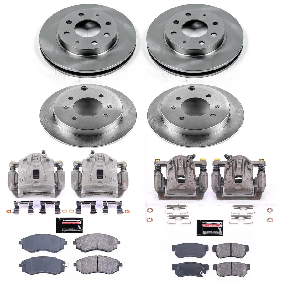 Power Stop KCOE4444 Replacement Autospeciality Front and Rear Caliper Kit- OE Rotors, Ceramic Brake Pads, Calipers For Hyundai Sonata 1999-2001 [Model Specific]