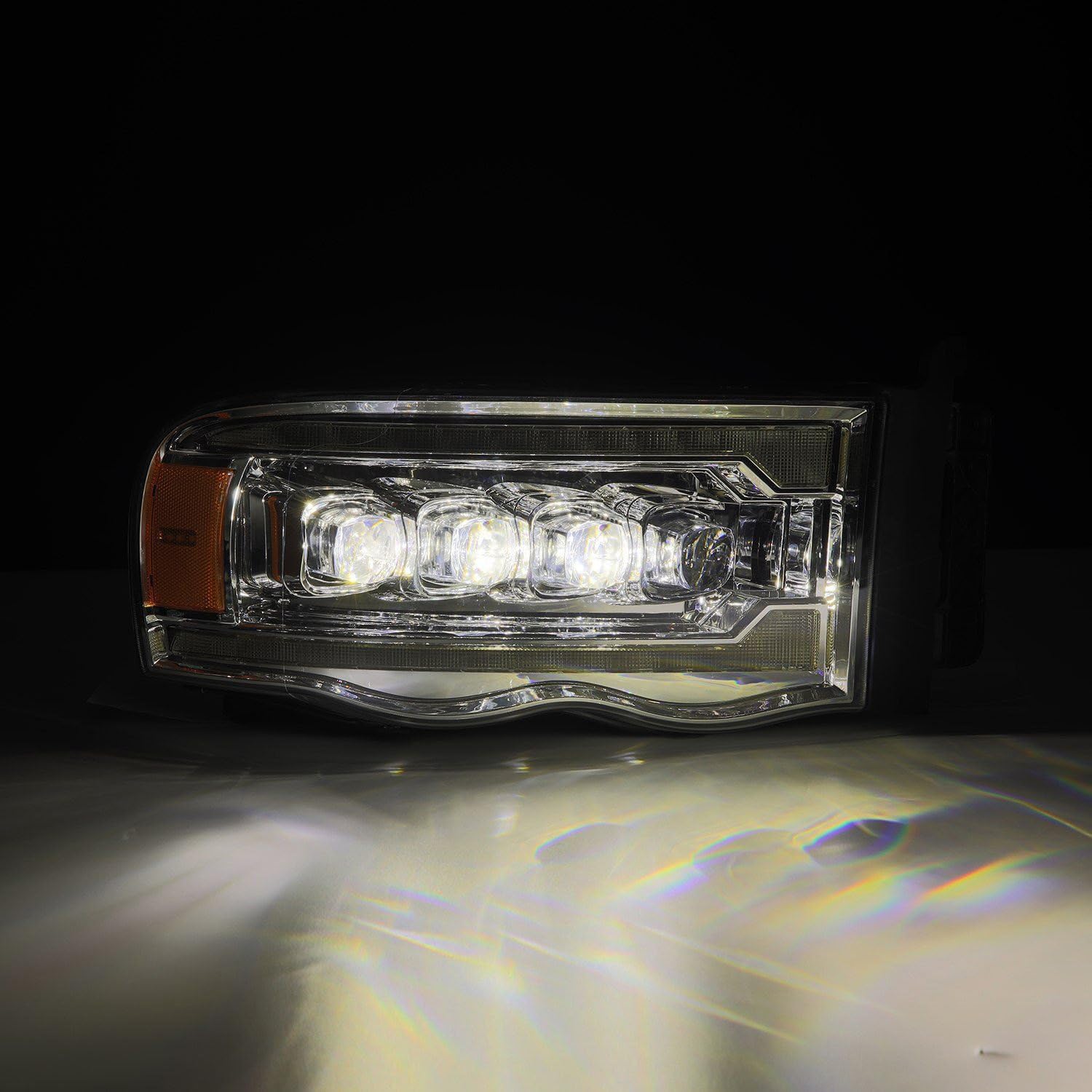 NOVA LED Proj Headlights AlphaRex 02-05 Dodge Ram 1500 Plank Style Chrome w/Activ Light/Seq Signal
