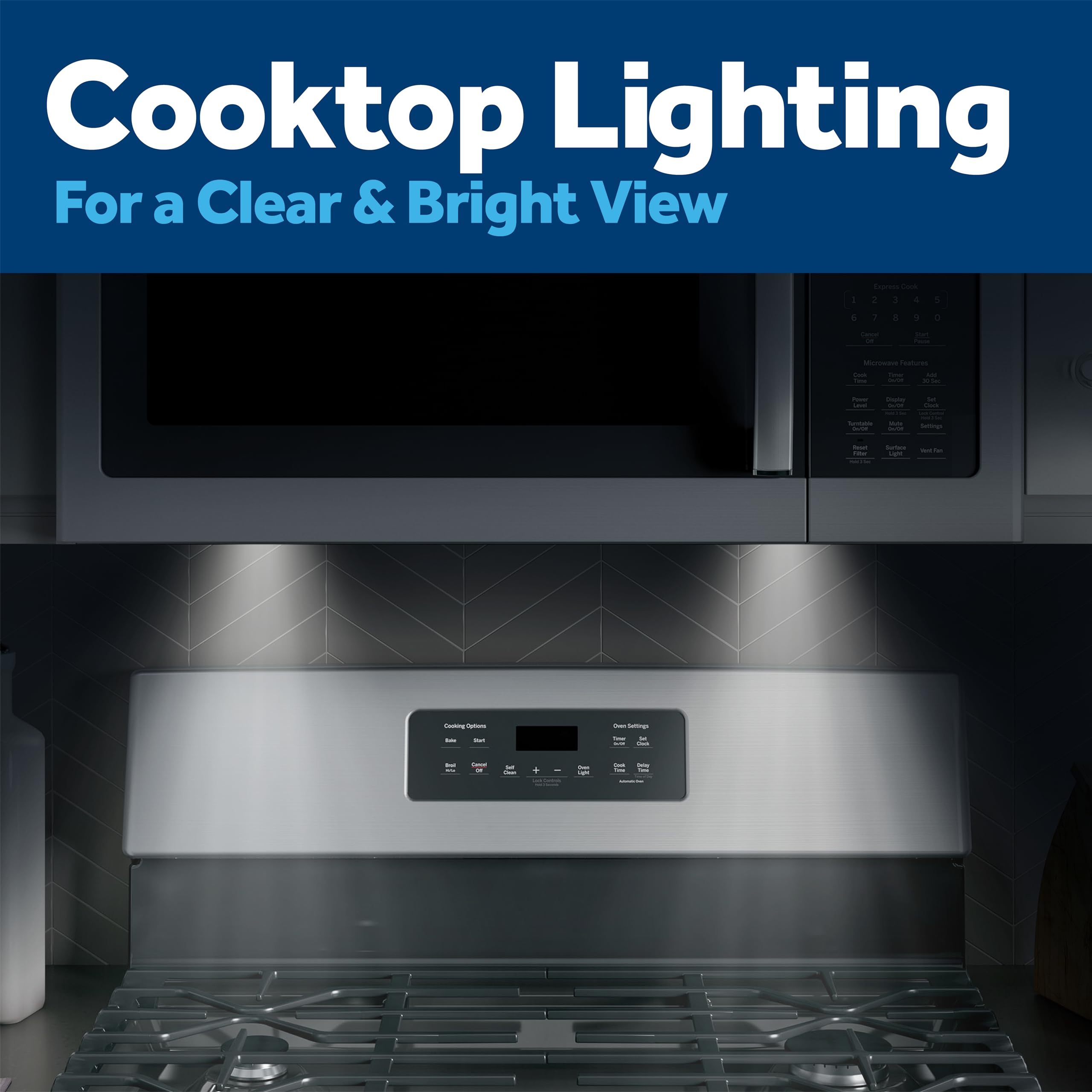 Over-the-Range GE Microwave Oven with Recirculating Venting, 1.8 Cu. FT, 900W, 12.8” Removable Turntable, 10 Power Levels, Stainless Steel