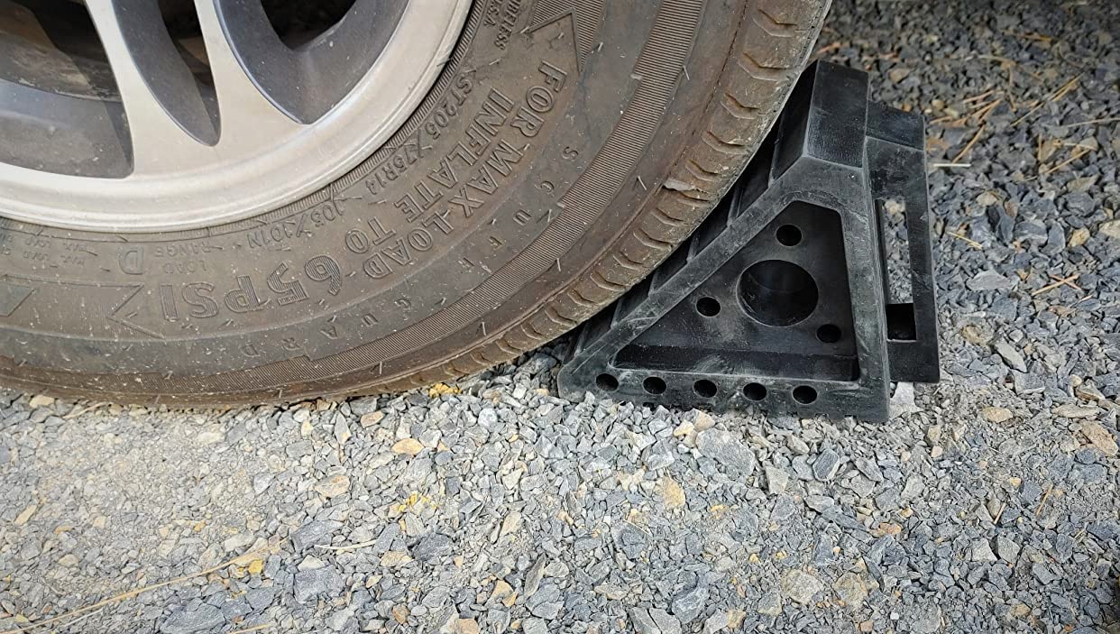 All Weather Performance Tool W41001 Oil Resistant Solid Rubber Wheel Chock for Car, Travel Trailers, RV, Truck, and ATV