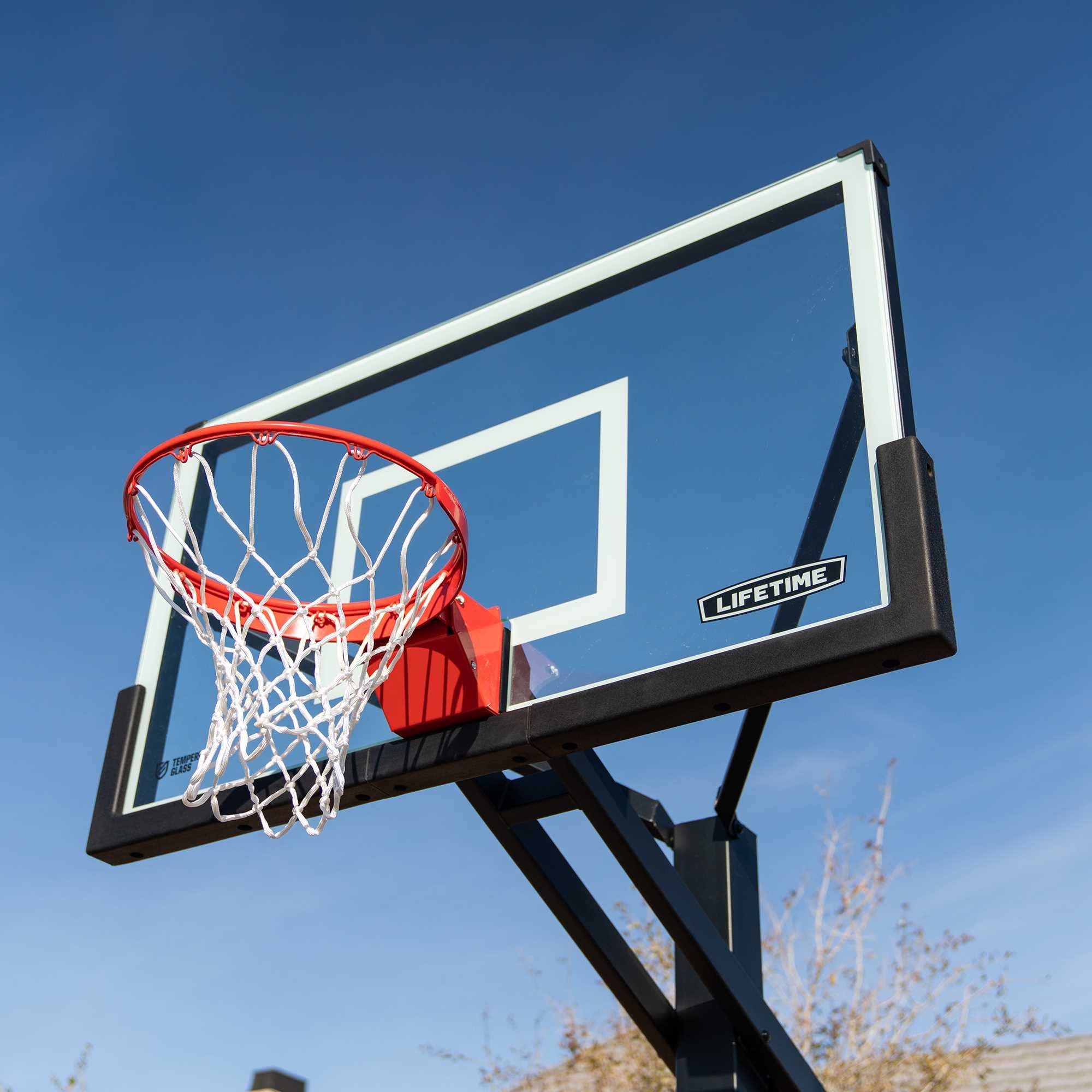 Mammoth 60" Lifetime Deluxe In-Ground Basketball Hoop, Adjustable Height Mammoth Lift, Tempered Glass Backboard Bolt Down System