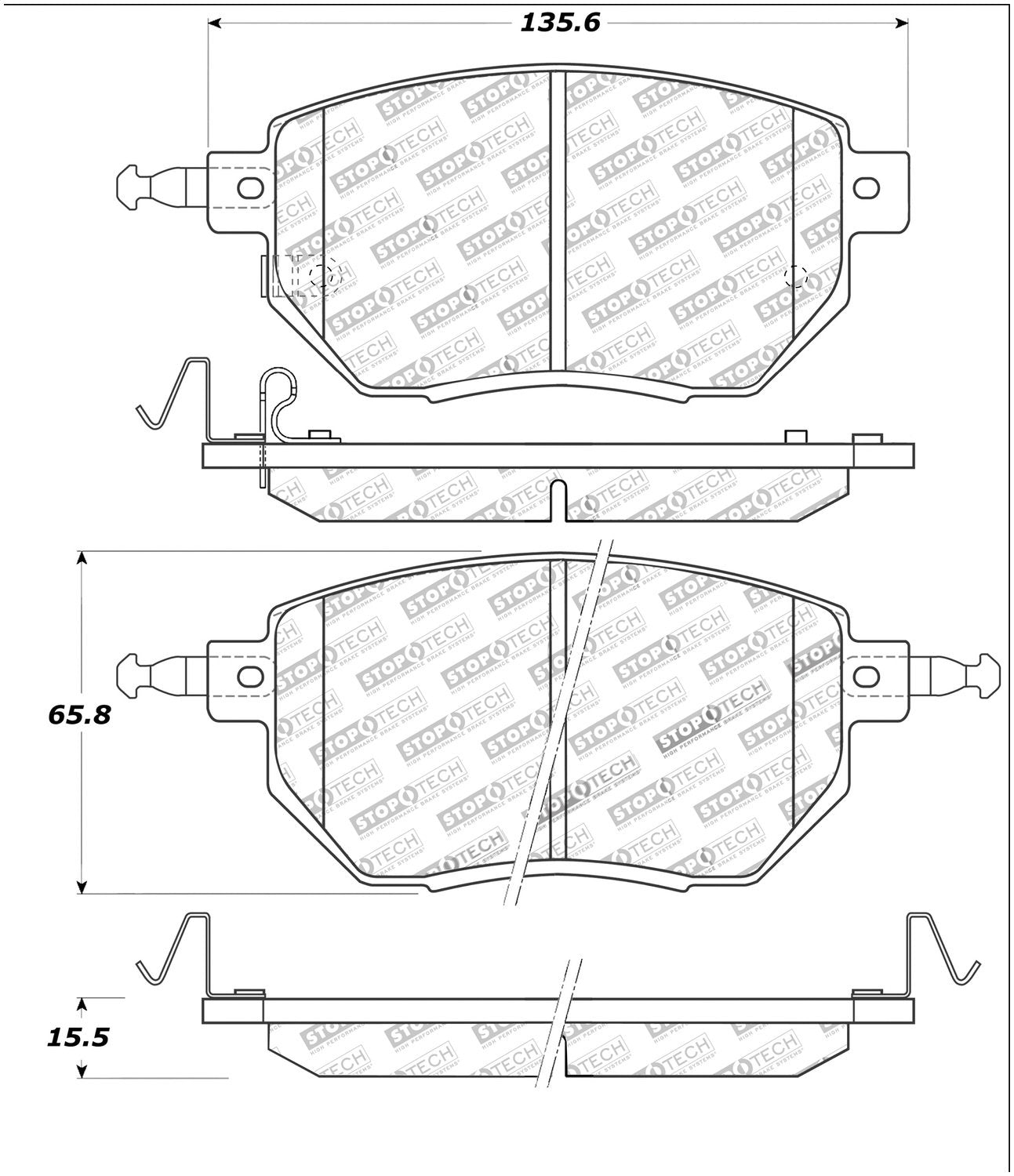 Front StopTech 308.09690 Brake Pads with Shims and Hardware Street