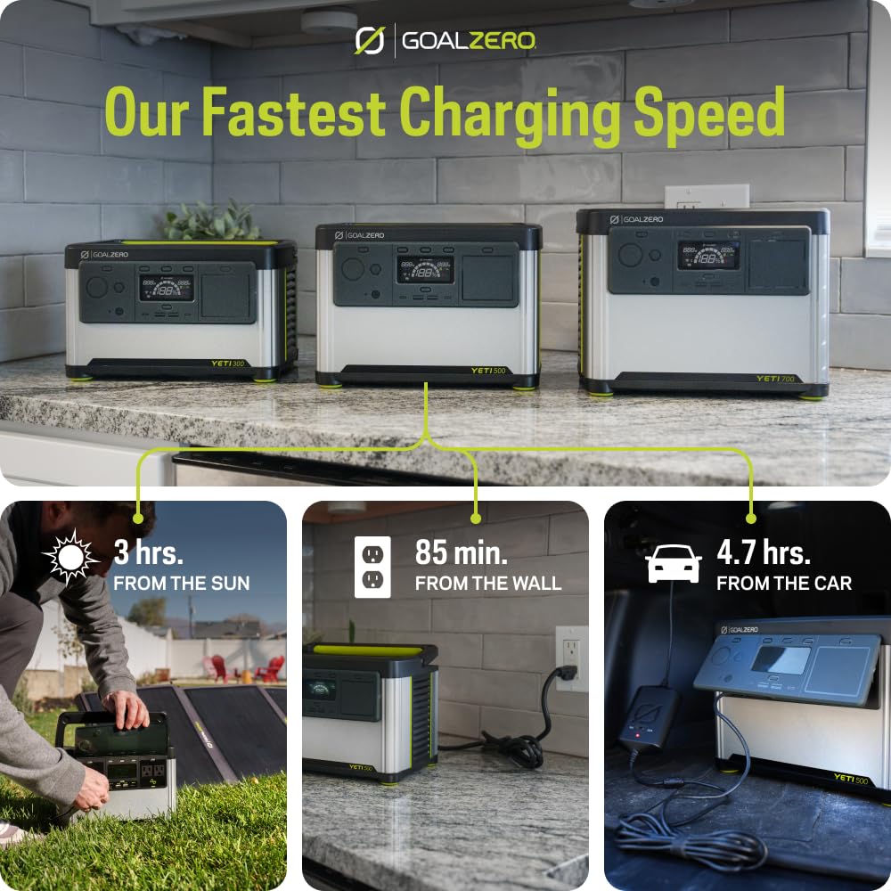 Goal Zero Yeti 500 Portable Power Station, 499 Watt Hour LiFePO4 Battery, Water Resistant & Dustproof Solar Generator for Outdoors, Camping, Tailgating, & Home, Clean Renewable Off-Grid Power