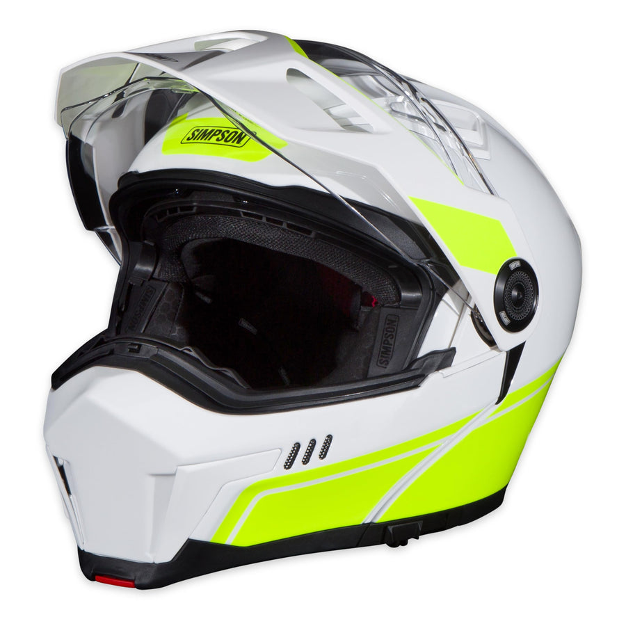 Journey Bandit Simpson Motorcycle Helmet - Yellow/White - 2XL | Off Road Dirt Bike UTV Motocross ATV | Modular Full-Face Flip Up | Clear Pinlock Anti-Fog Visor Shield | DOT ECE Certified (JBDWY2X)