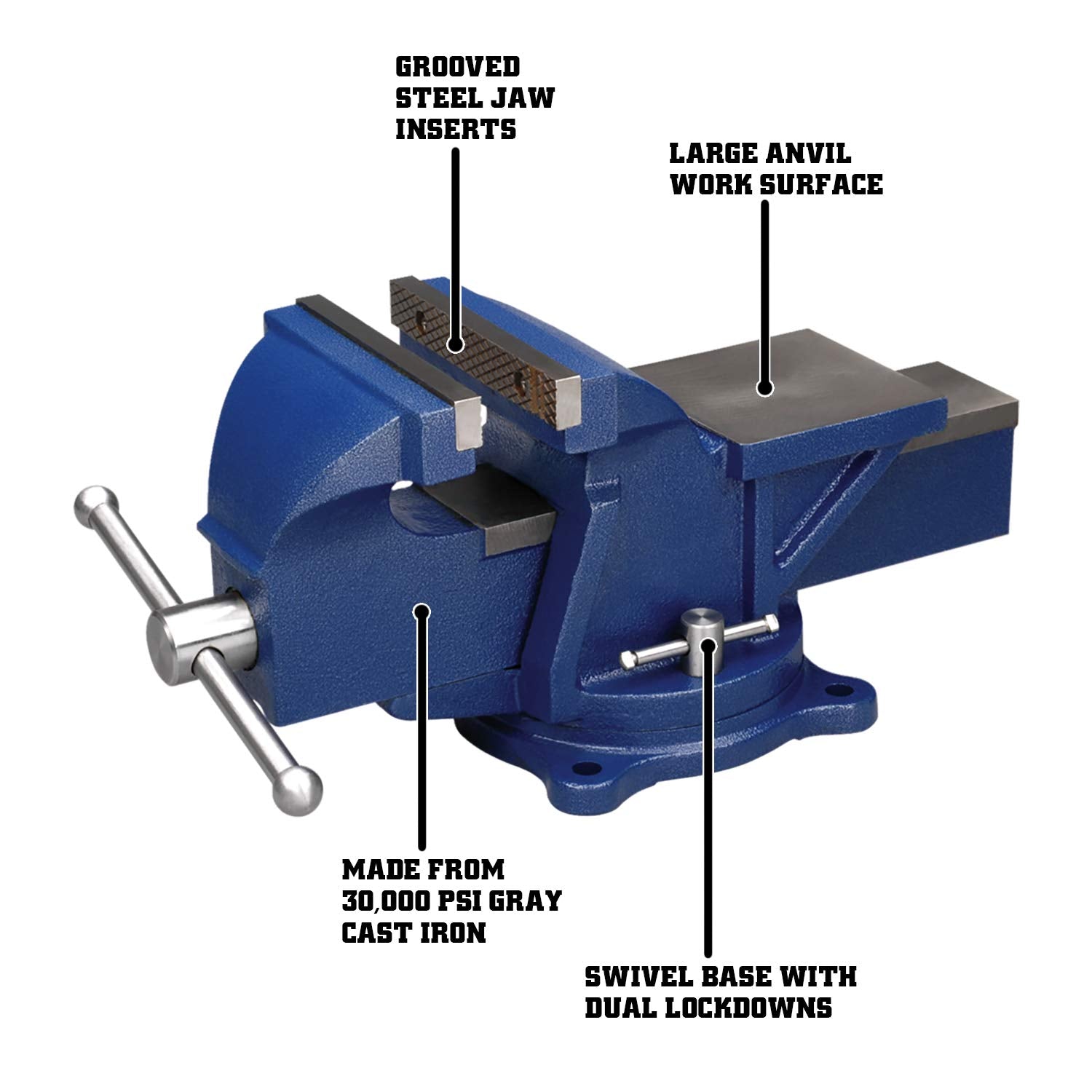 General Purpose Wilton Bench Vise, 5" Jaw Width, 4" Max Jaw Opening, 2-1/2" Throat (11105)