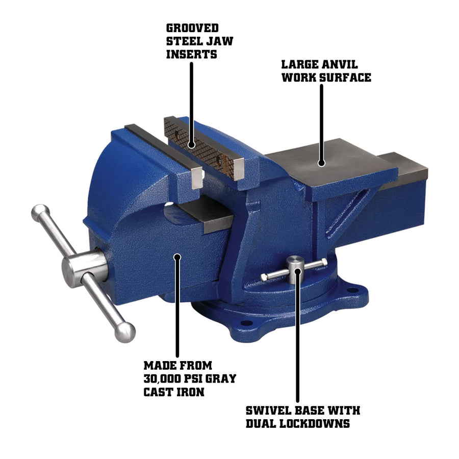 General Purpose Wilton Bench Vise, 5" Jaw Width, 4" Max Jaw Opening, 2-1/2" Throat (11105)