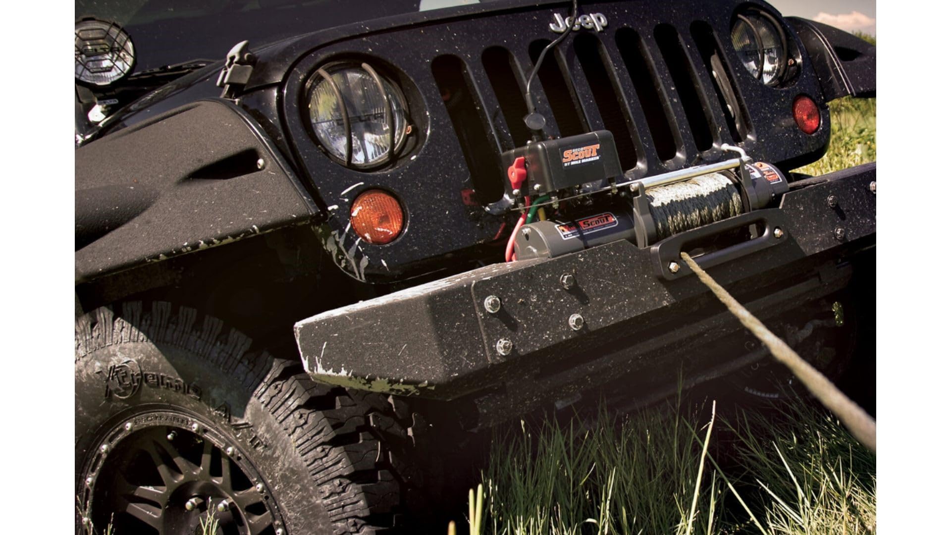 Winch Mile Marker 77-50141W Sec 8 8000 lb Pulling Power - Waterproof, 100’ of Steel Cable, 4.9 HP Series Wound Motor, Handheld Remote Control