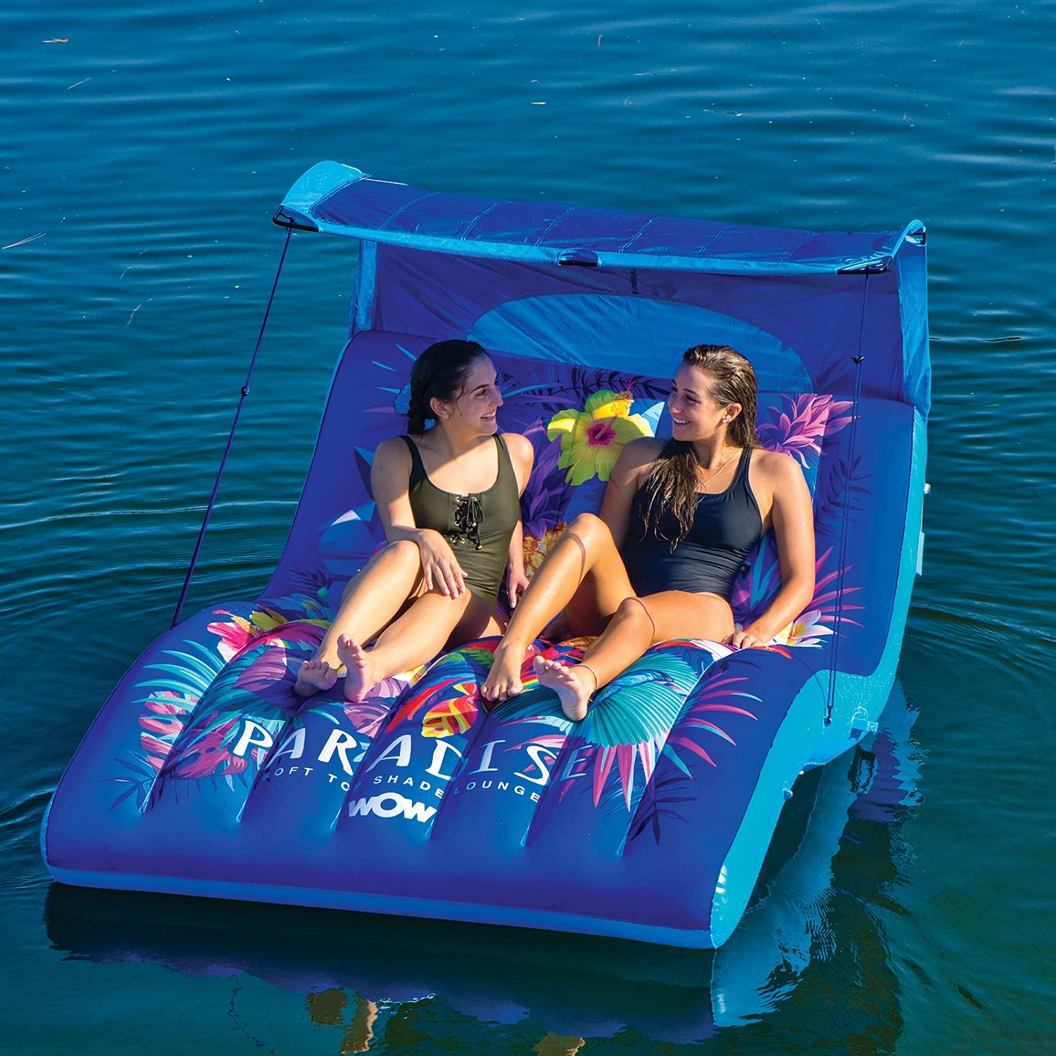 Paradise Lounger - WOW Sports - Ergonomic Floating Chair - 2 Person Pool Float With Canopy
