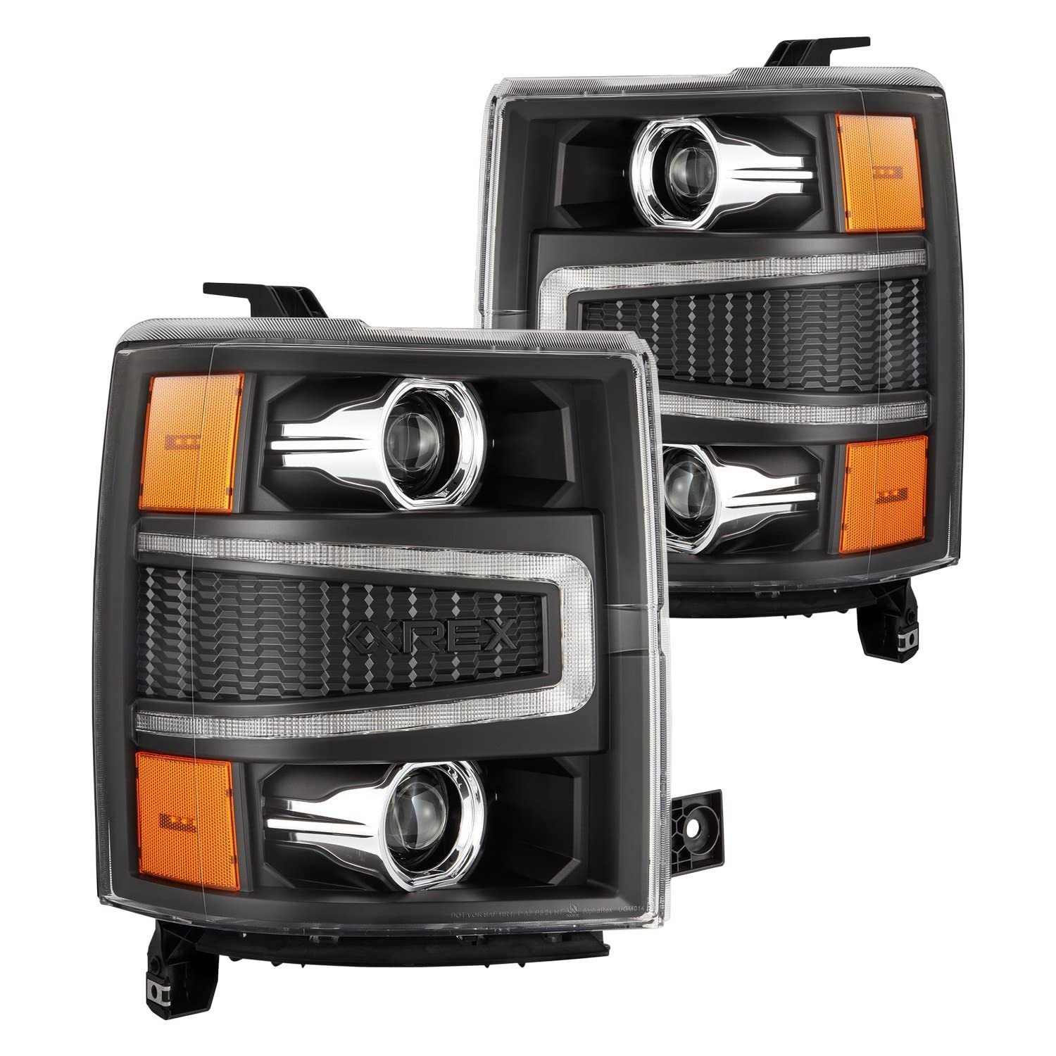 Chevy 1500HD AlphaRex 04-15 LUXX-Series LED Proj Headlights Black w/Activ Light/Seq Signal