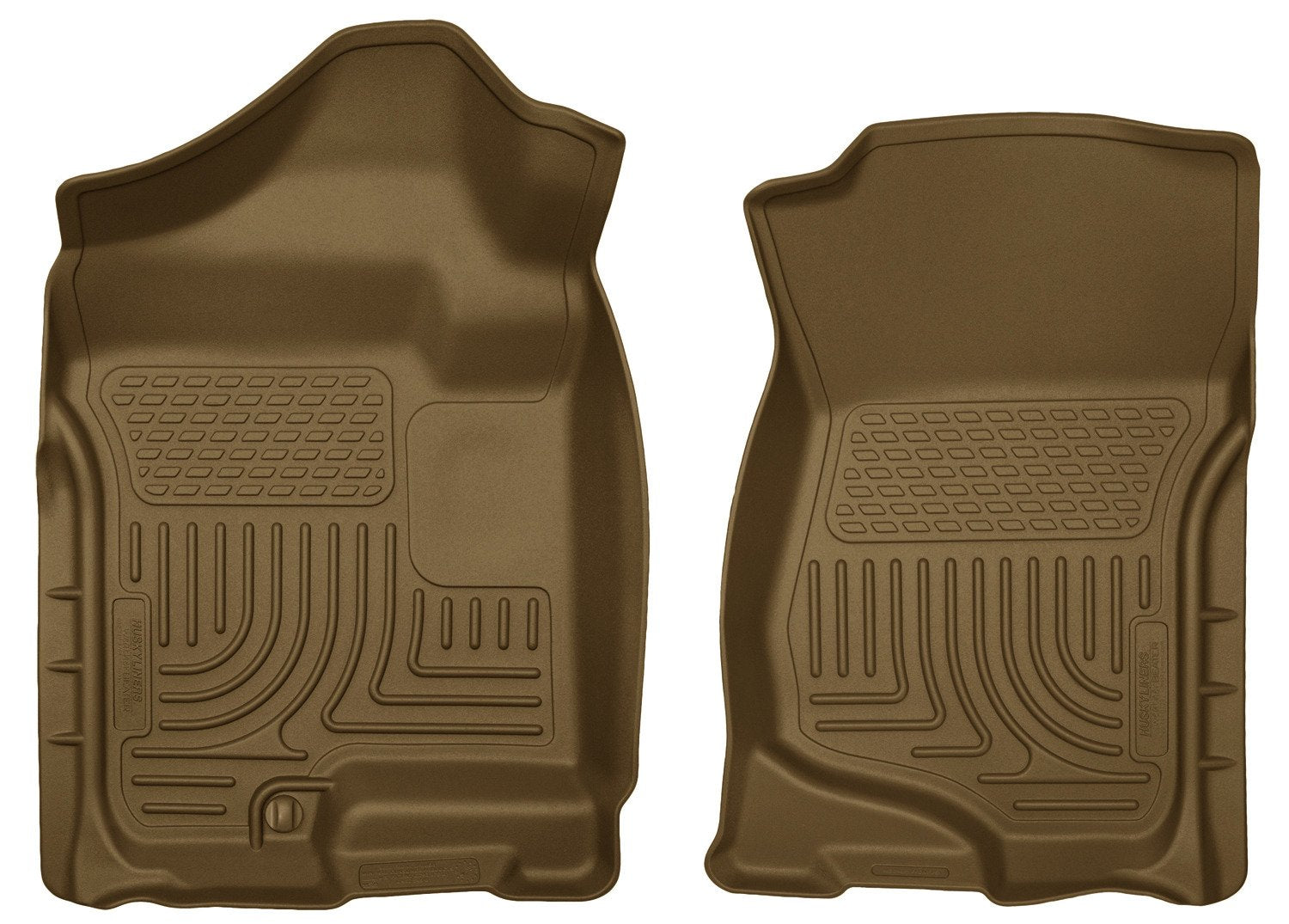 Weatherbeater Husky Liners Floor Mats | Fits Various 2007-2014 Cadillac Escalade & ESV, GMC Yukon, Chevrolet Suburban 1500, Tahoe, Silverado/Sierra (See Description) | Front Row, 2-pc Tan - 18203