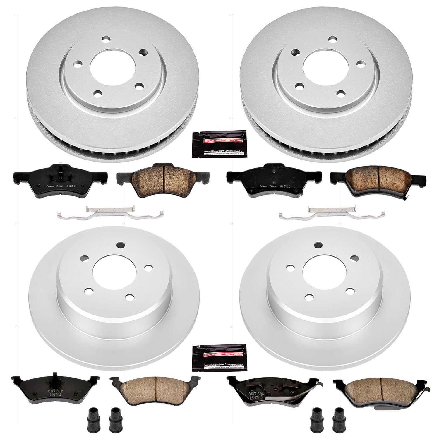 Power Stop Coated Brake Rotor & Ceramic Brake Pads CRK4458- front & rear