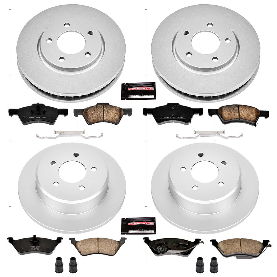 Power Stop Coated Brake Rotor & Ceramic Brake Pads CRK4458- front & rear