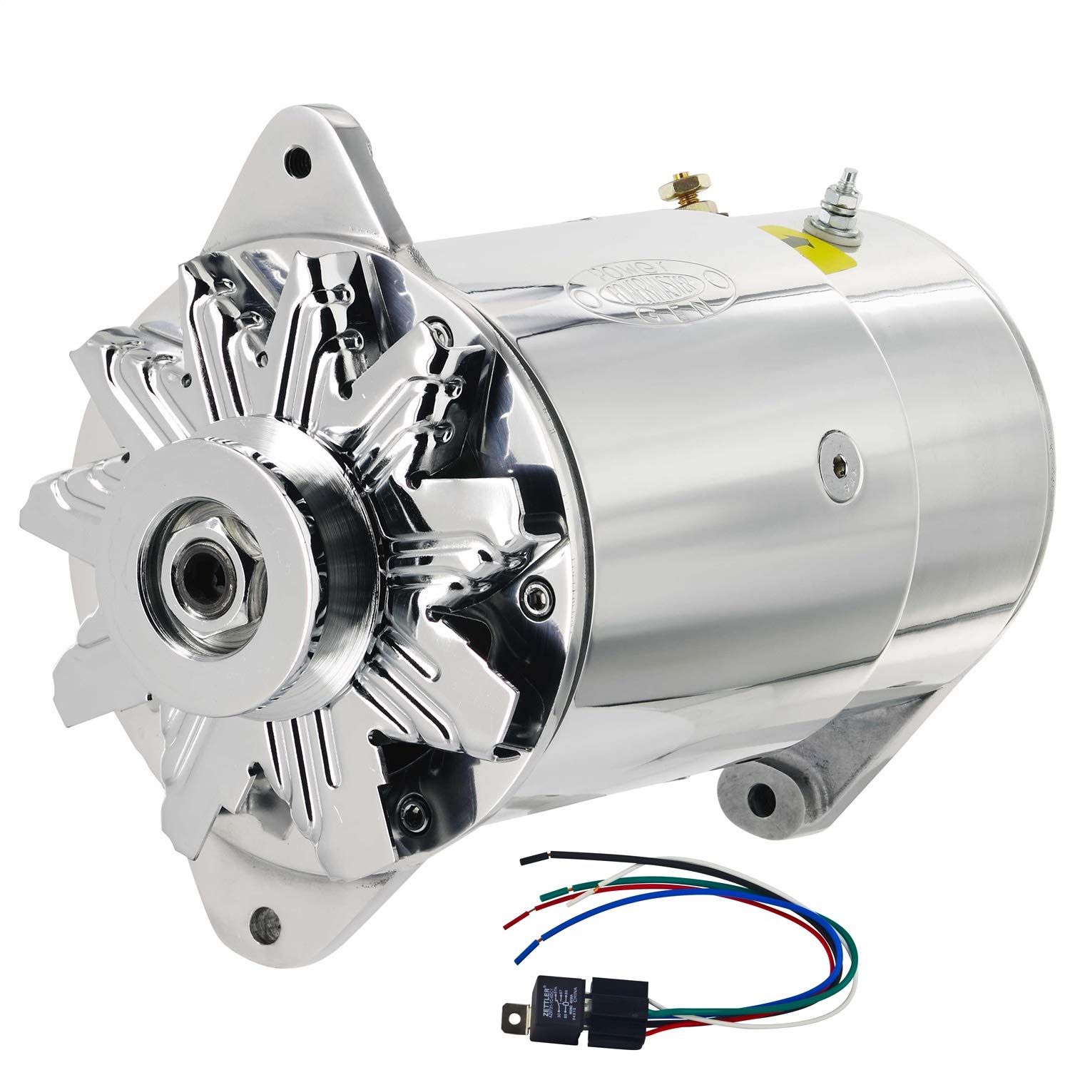 282051-4 Powermaster PowerGEN Alternator (GM Polish Long 90A 12V 1957-'58 Buick "Push to Start" w/Pulley for 3/8" Belt), 1 Pack