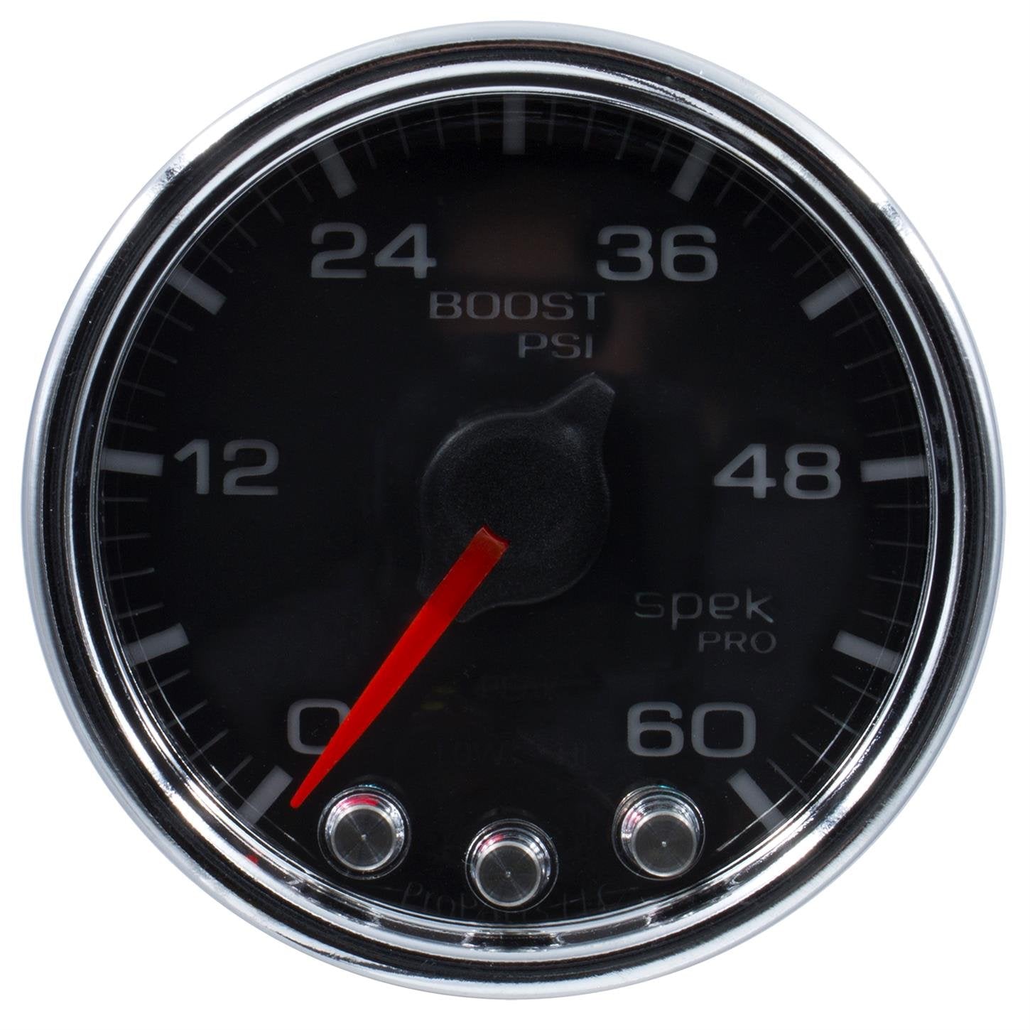 Gauge AUTO METER P30431 Boost (Spek-Pro 2 1/16", 60Psi, Stepper Motorwith Peak & Warn, Blk/Chrm, Spek-Pro)