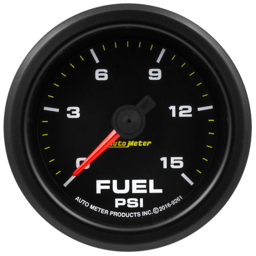 Fuel Press AutoMeter 9261 Gauge, 2 1/16", 15Psi, Stepper Motor W/Warn, Extreme Environment