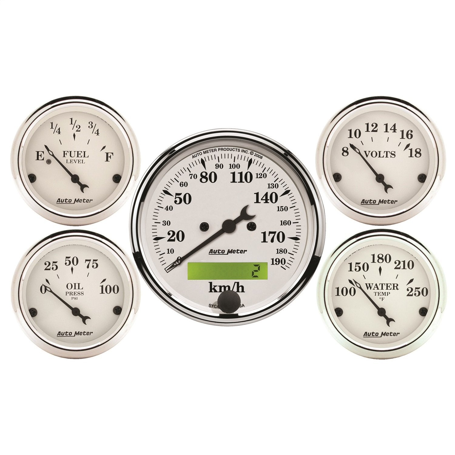 Auto Meter Old TYME 1602-M White Street Rod Kit