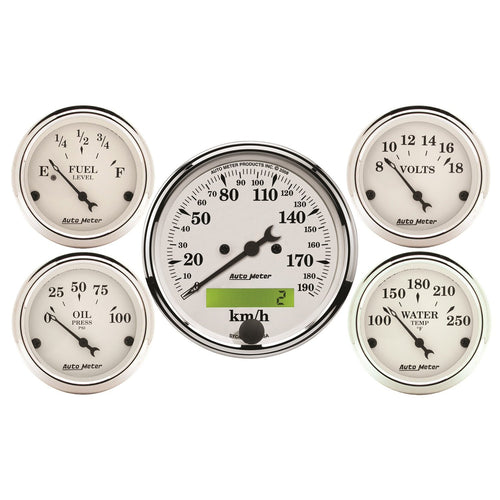 Auto Meter Old TYME 1602-M White Street Rod Kit