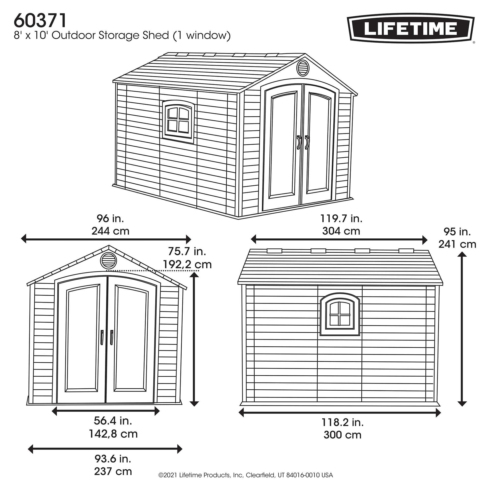 Outdoor Lifetime Storage Shed, 8 x 10 Feet