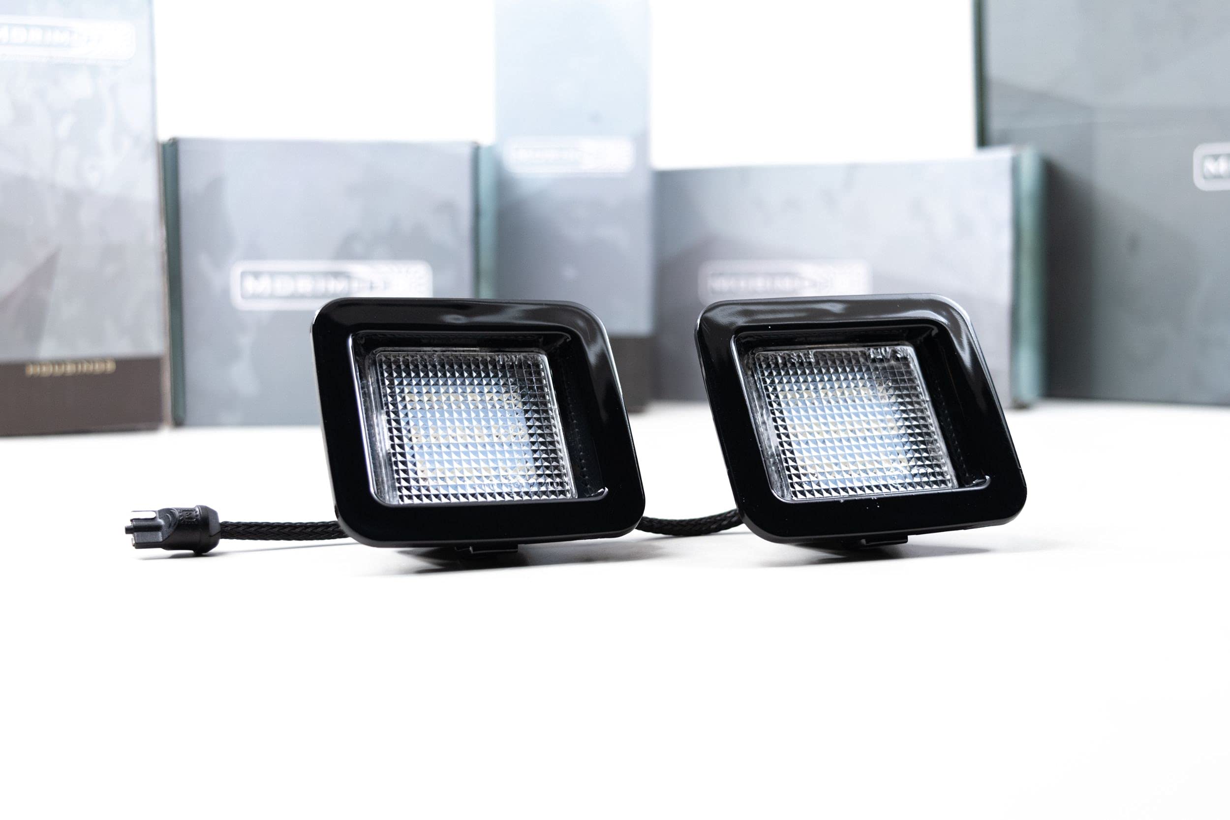 Morimoto XB LED License Plate Lights, Upgrade Black Housing, Fits Ford F150 (15-20), Plug and Play Assembly, Easy Install, 5000k Pure White Light, Amber Front & Red Rear (1x LF7914)