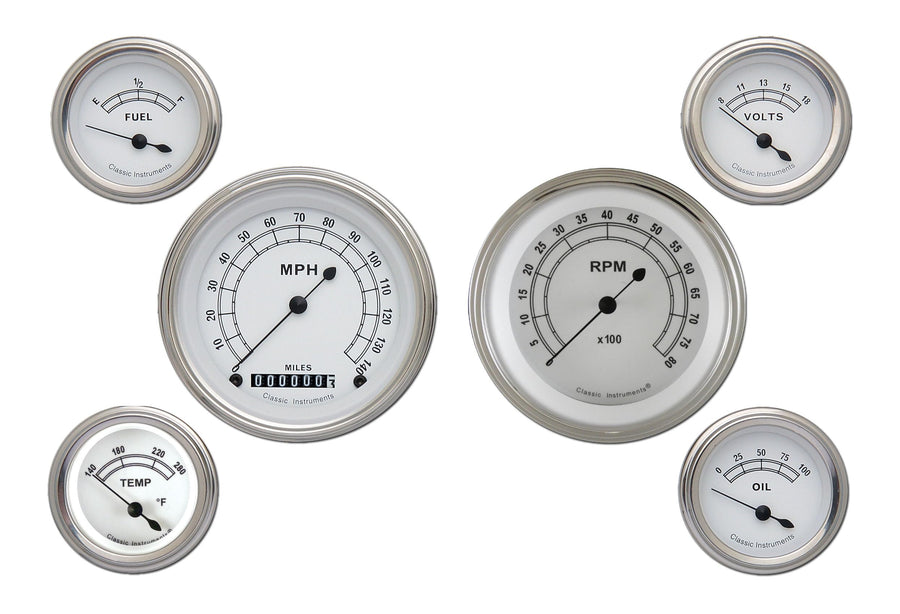 Classic Instruments 6 Gauge Set Classic White CW01SLF