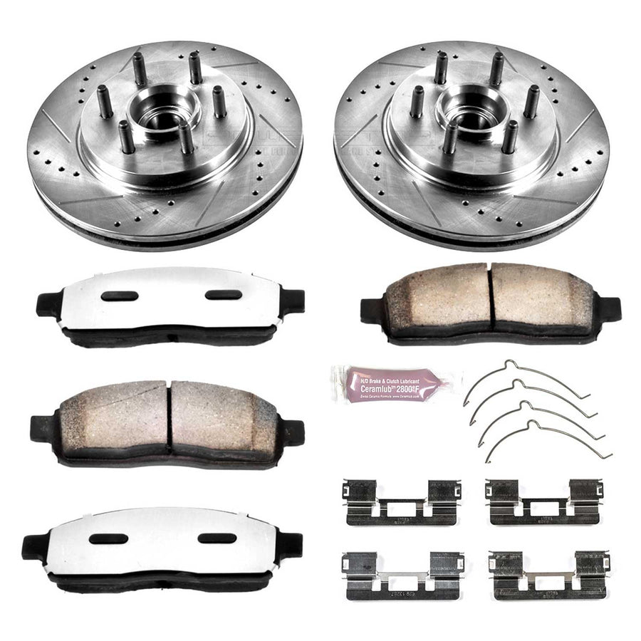 Power Stop K1939-36 Z36 Truck & Tow Front Brake Kit, Carbon Fiber Ceramic Brake Pads and Drilled/Slotted Brake Rotors