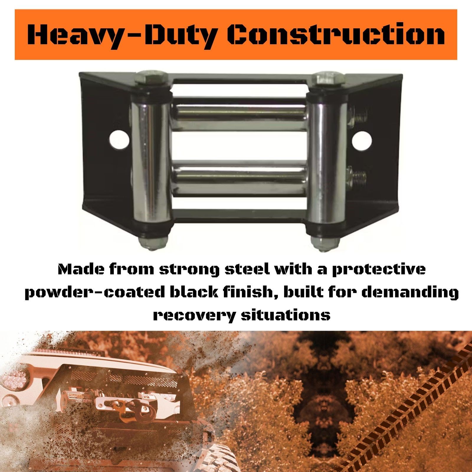 WH-5 MILE MARKER Roller Fairlead - PE5000 Winch - Designed for Use with Steel Cable or Rope Material, Crafted from High Strength Reinforced Steel, Conquer Off-Road