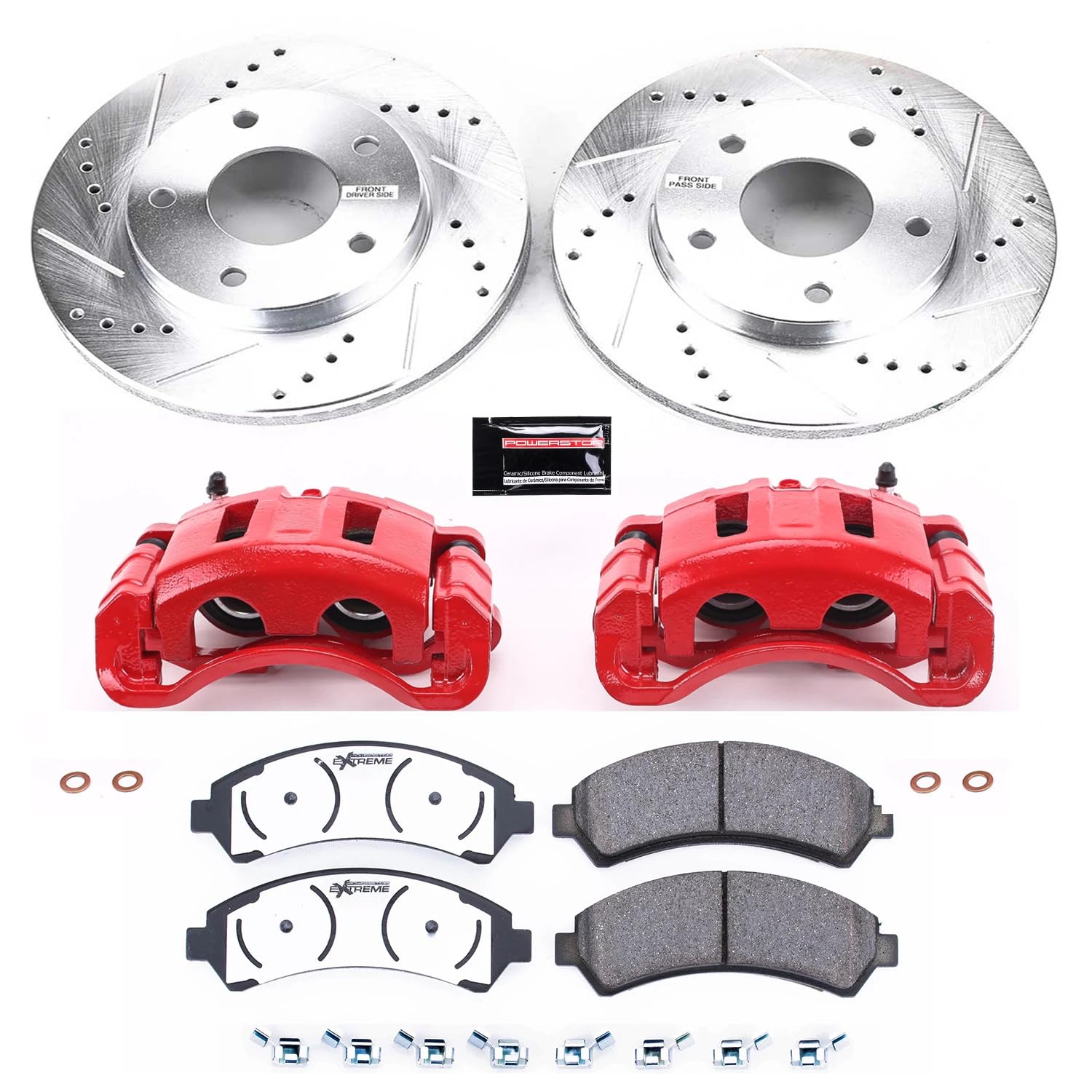Power Stop Z26 Street Warrior Performance Brake Kit KC2004-36 with Powder Coated Calipers For Chevy Blazer, Chevy S10, GMC Jimmy, GMC Sonoma, Isuzu Hombre, Oldsmobile Bravada [Model Specific]