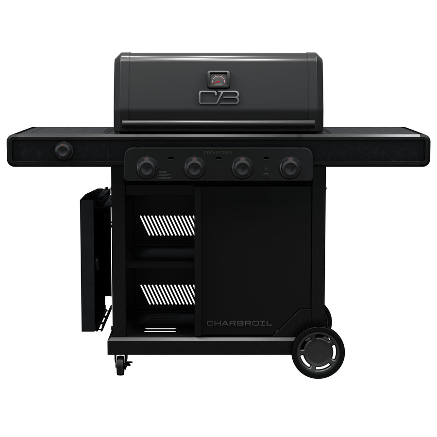 Pro Series Charbroil with Amplifire Infrared Technology 4-Burner Propane Gas Grill Cabinet with Side Burner, Black - 463281024