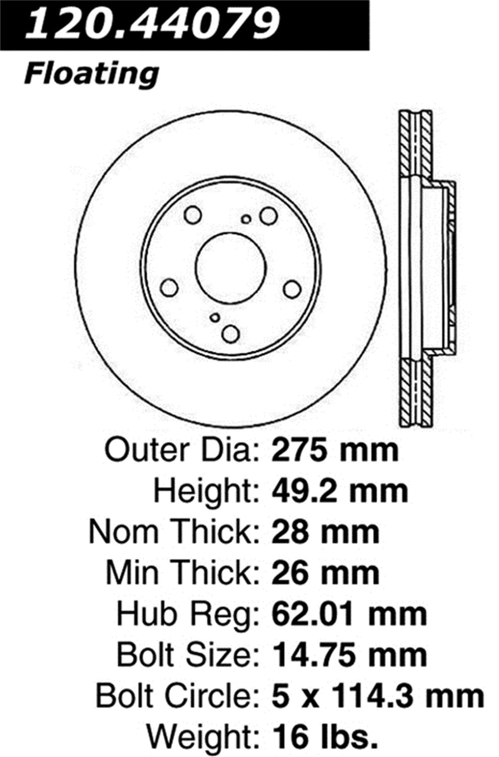 Sport StopTech 128.44079L Cross Drilled Brake Rotor (Front Left), 1 Pack