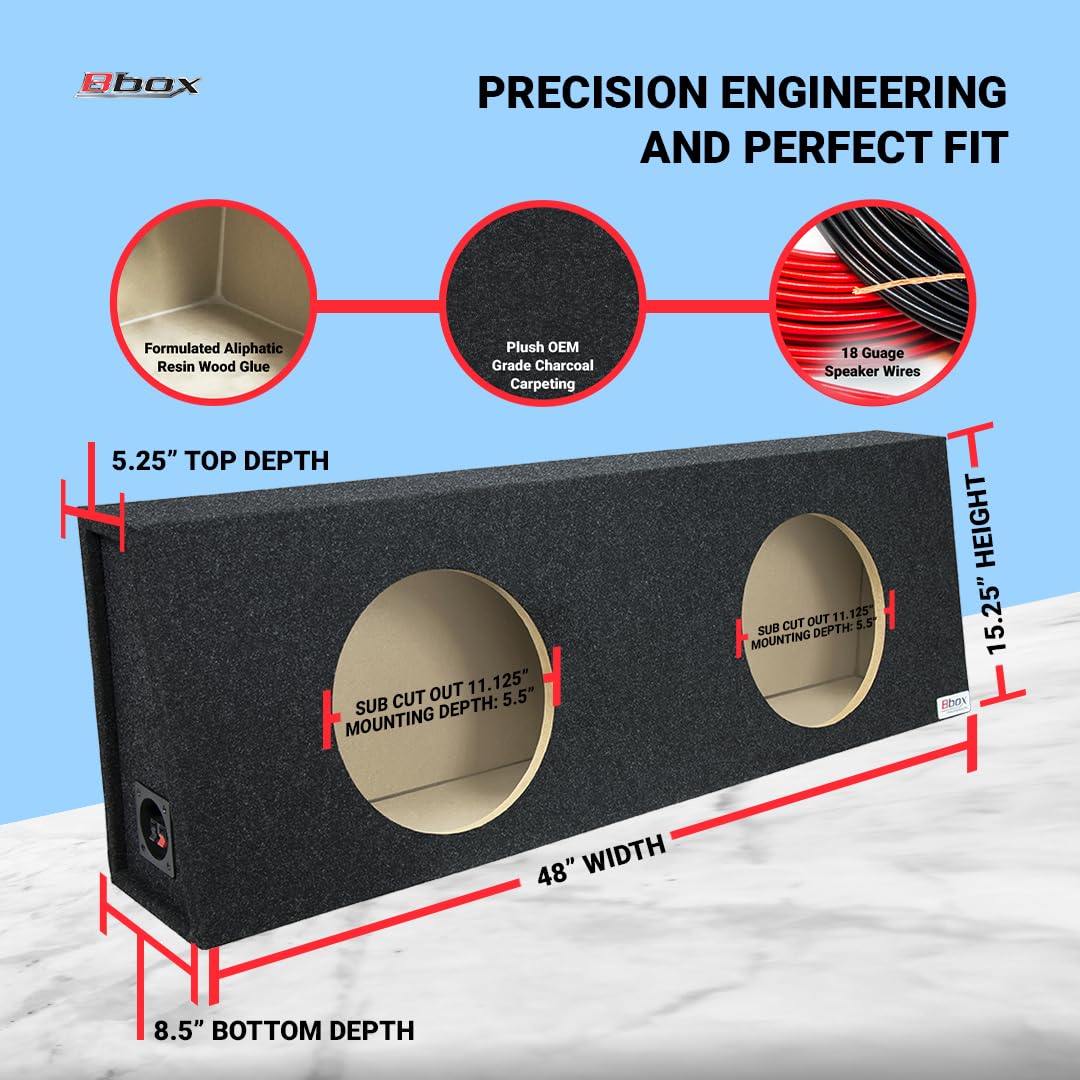 Dual Sealed Bbox 12 Inch Subwoofer Enclosure - Pro Series Dual Sealed Car Subwoofer Boxes & Enclosures - Premium Subwoofer Box Improves Audio Quality, Sound & Bass - Spring Terminals