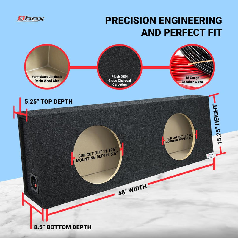 Dual Sealed Bbox 12 Inch Subwoofer Enclosure - Pro Series Dual Sealed Car Subwoofer Boxes & Enclosures - Premium Subwoofer Box Improves Audio Quality, Sound & Bass - Spring Terminals