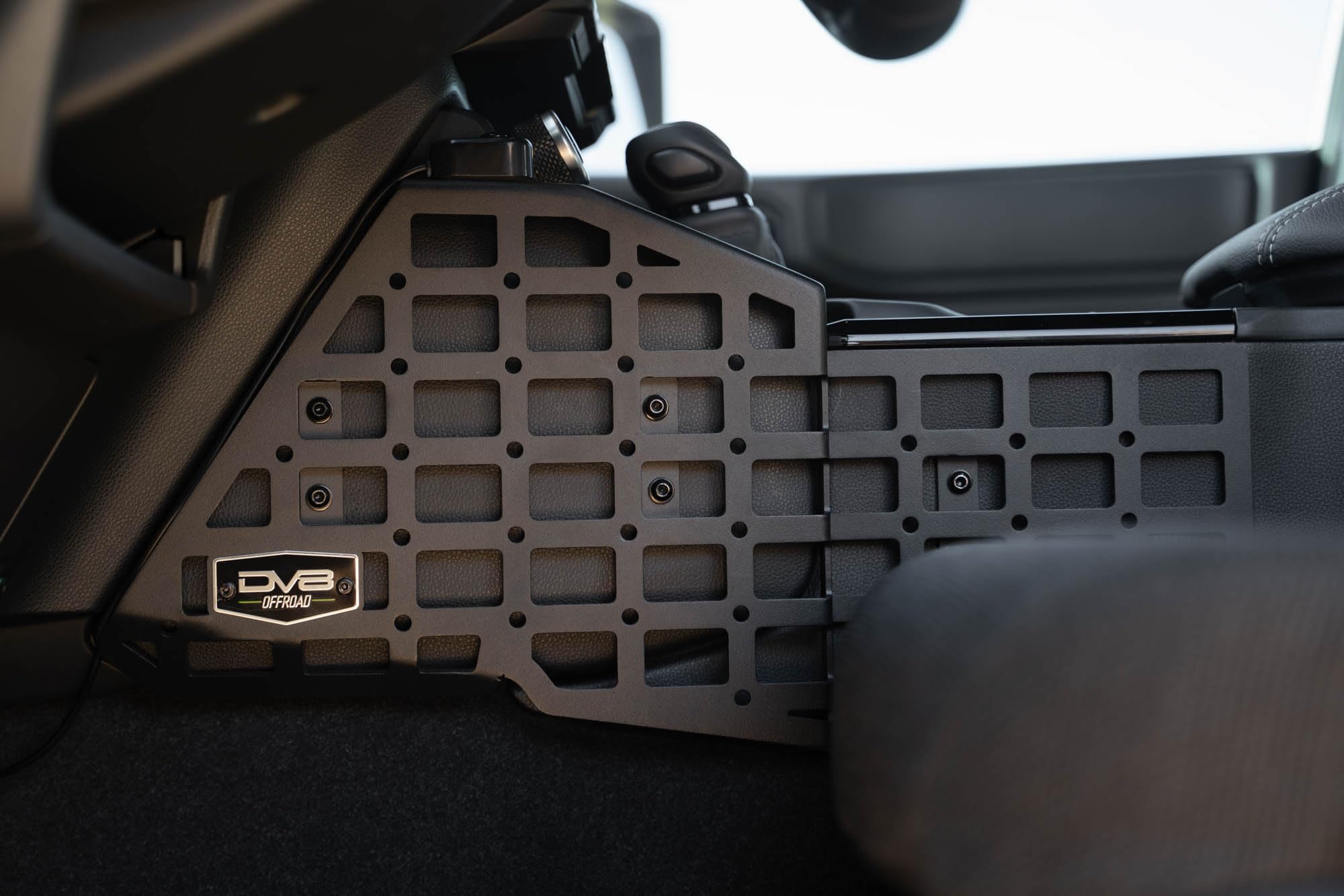 Molle Panels DV8 Offroad Center Console for 2024 Toyota Land Cruiser | Molle Panel Design | Multiple Mounting Solutions | M5 Pem Nuts for Digital Device Mounts | Black Powder Coated Finish | Steel