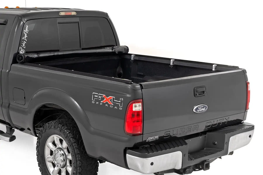 Soft Roll Up Rough Country Truck Bed Tonneau Cover for Ford F250/350 Super Duty (1999-2016) - Fits 6'10 (82") Bed, Weatherproof Bed Cover